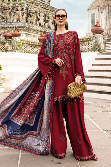 3 Piece Unstitched Embroidered Twill Linen Suit - Rang-e-Khaas