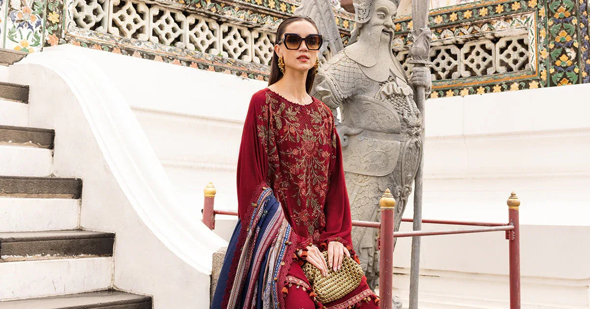 3 Piece Unstitched Embroidered Twill Linen Suit - Rang-e-Khaas