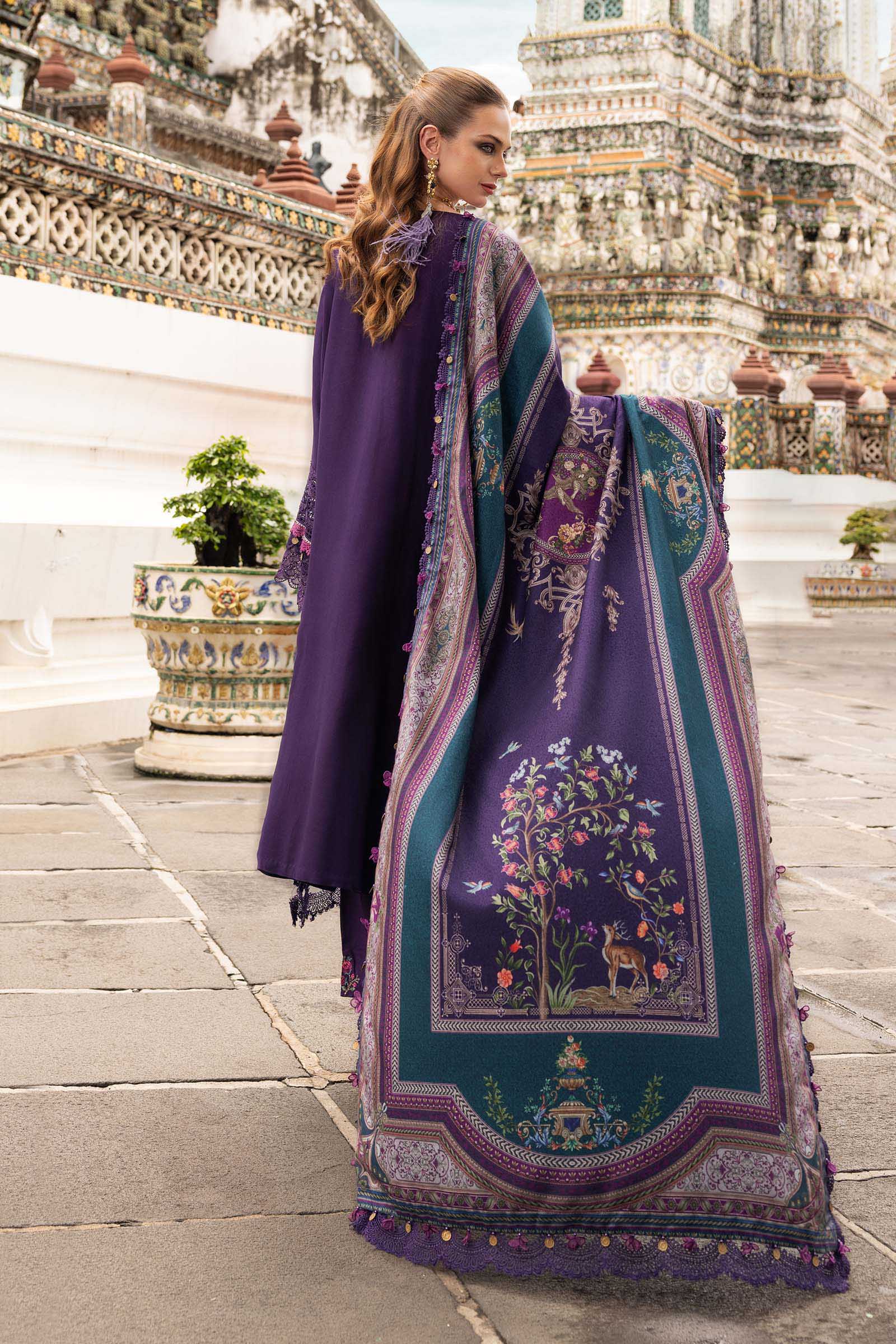 3 Piece Unstitched Embroidered Twill Linen Suit - Rang-e-Khaas