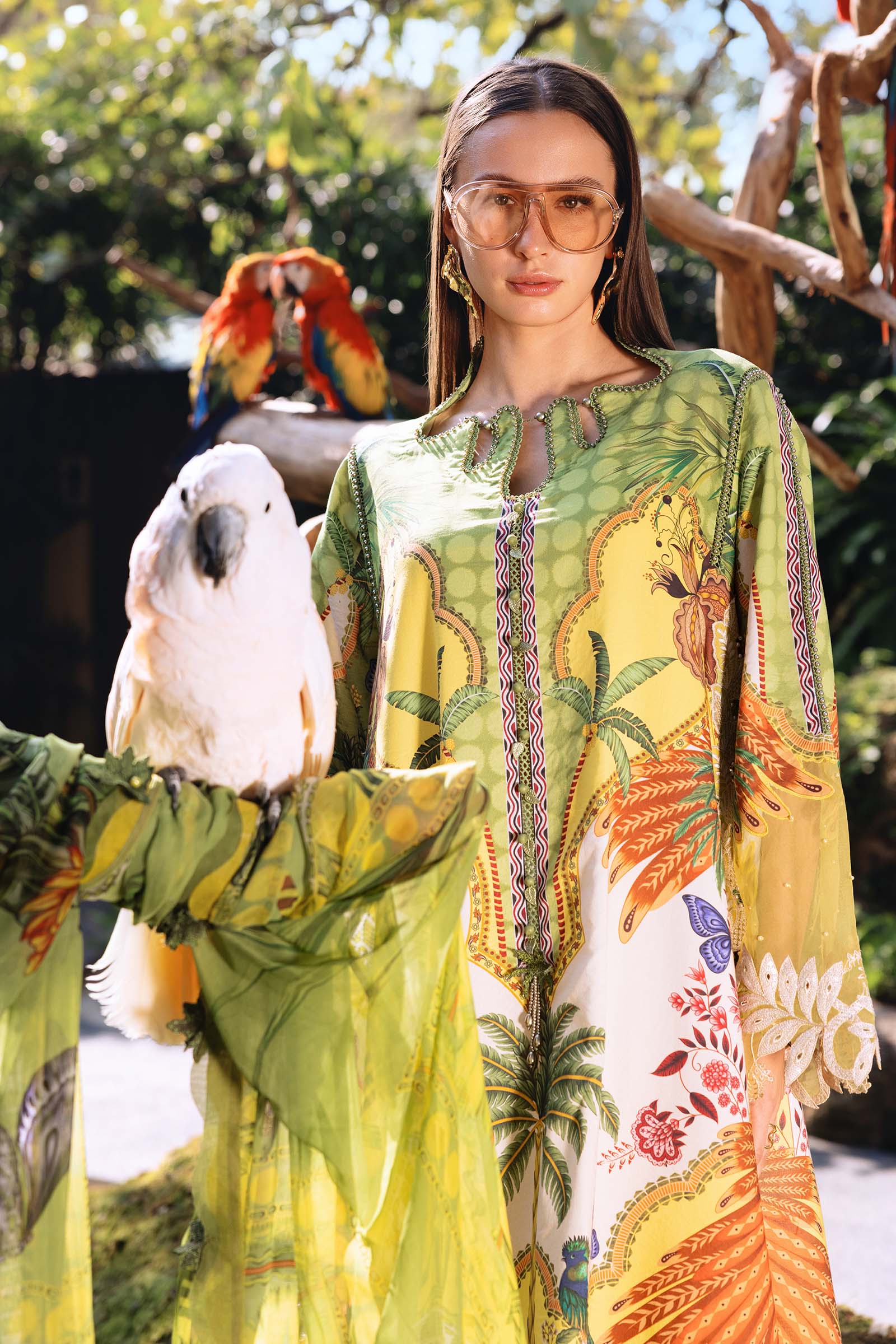 3 Piece Unstitched Embroidered Lawn Suit - Rang-e-Khaas