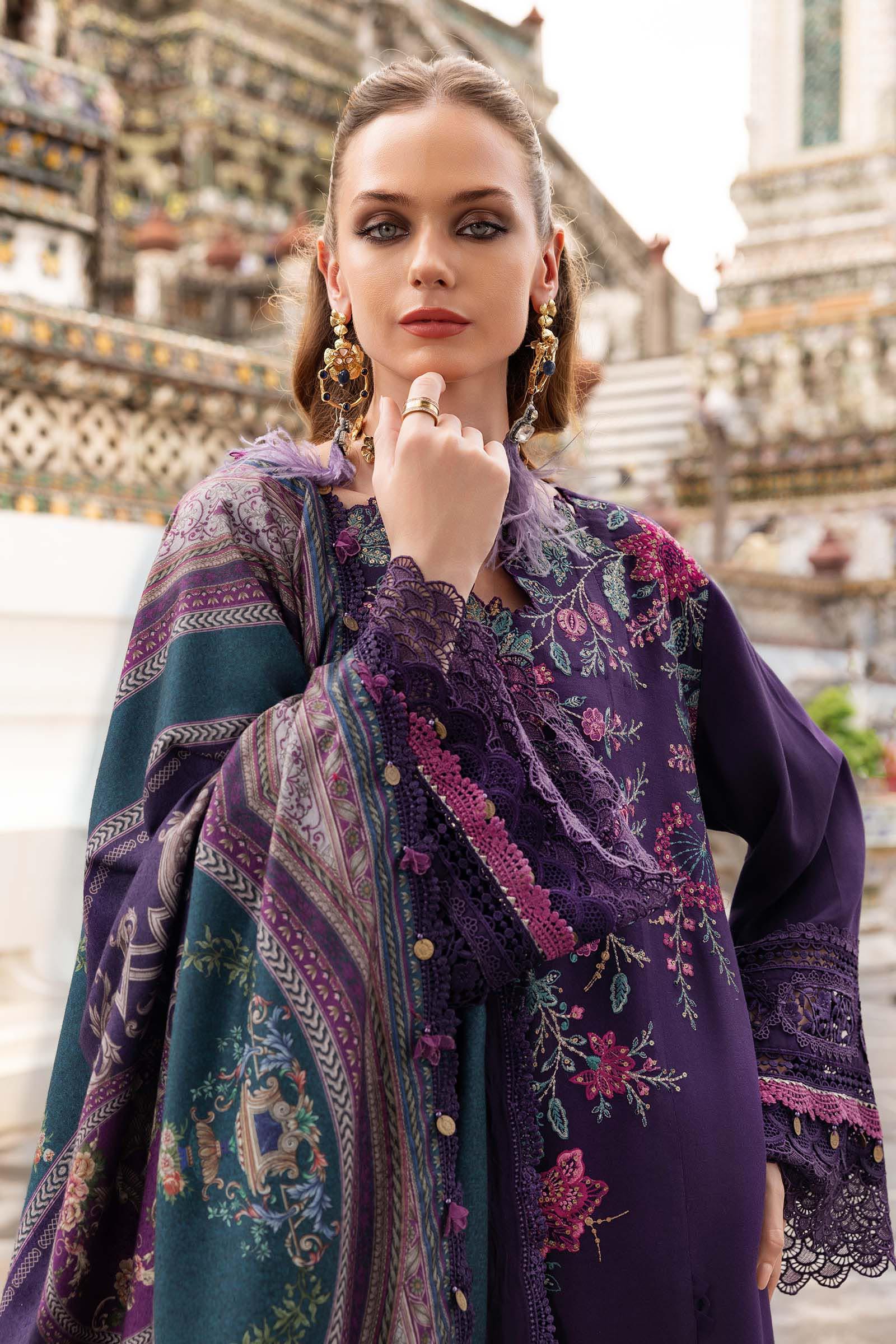 3 Piece Unstitched Embroidered Twill Linen Suit - Rang-e-Khaas