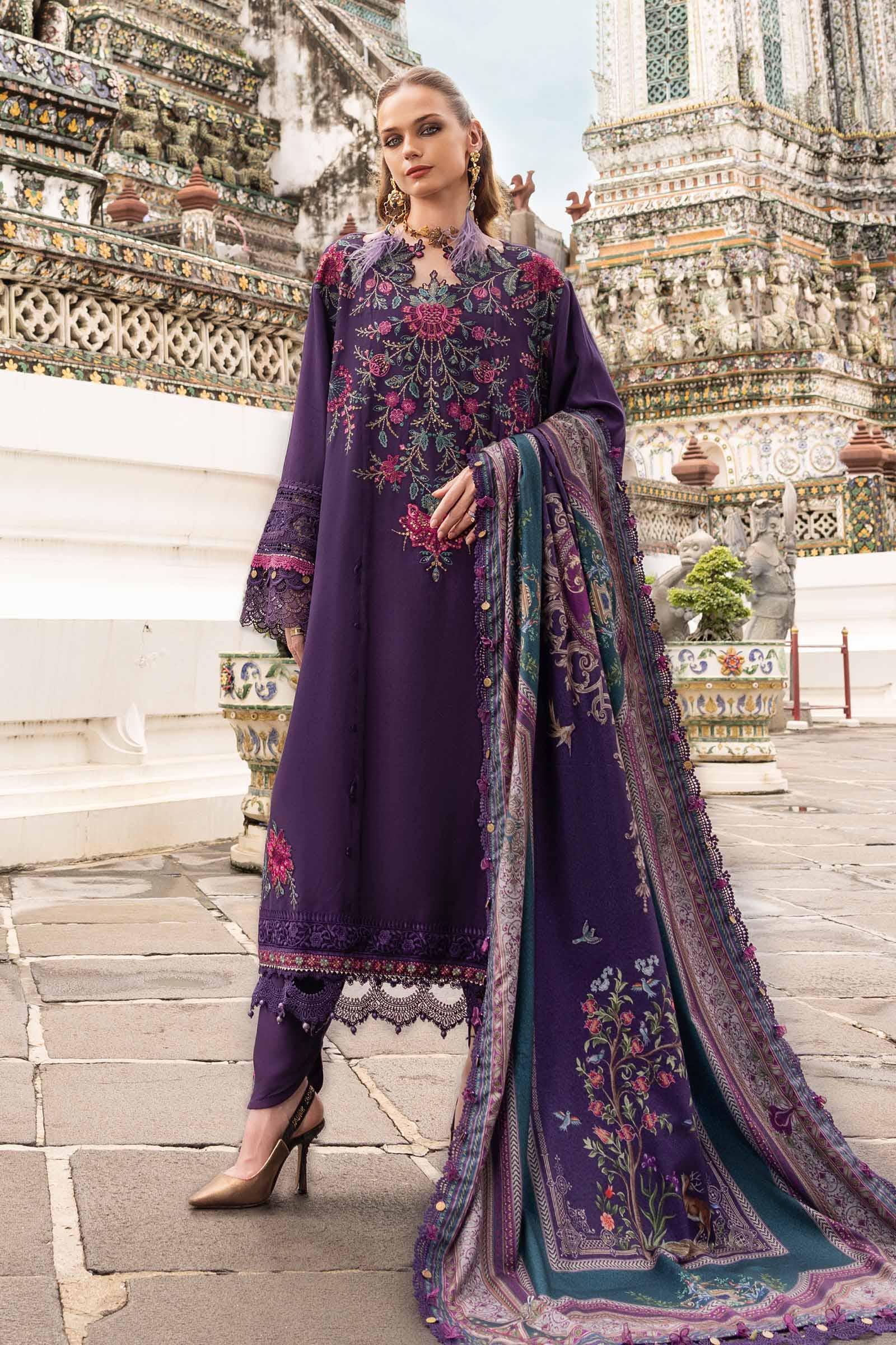 3 Piece Unstitched Embroidered Twill Linen Suit - Rang-e-Khaas