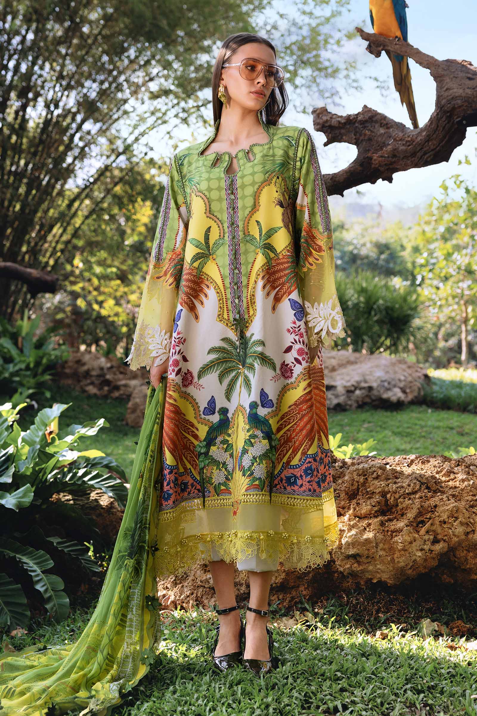 3 Piece Unstitched Embroidered Lawn Suit - Rang-e-Khaas