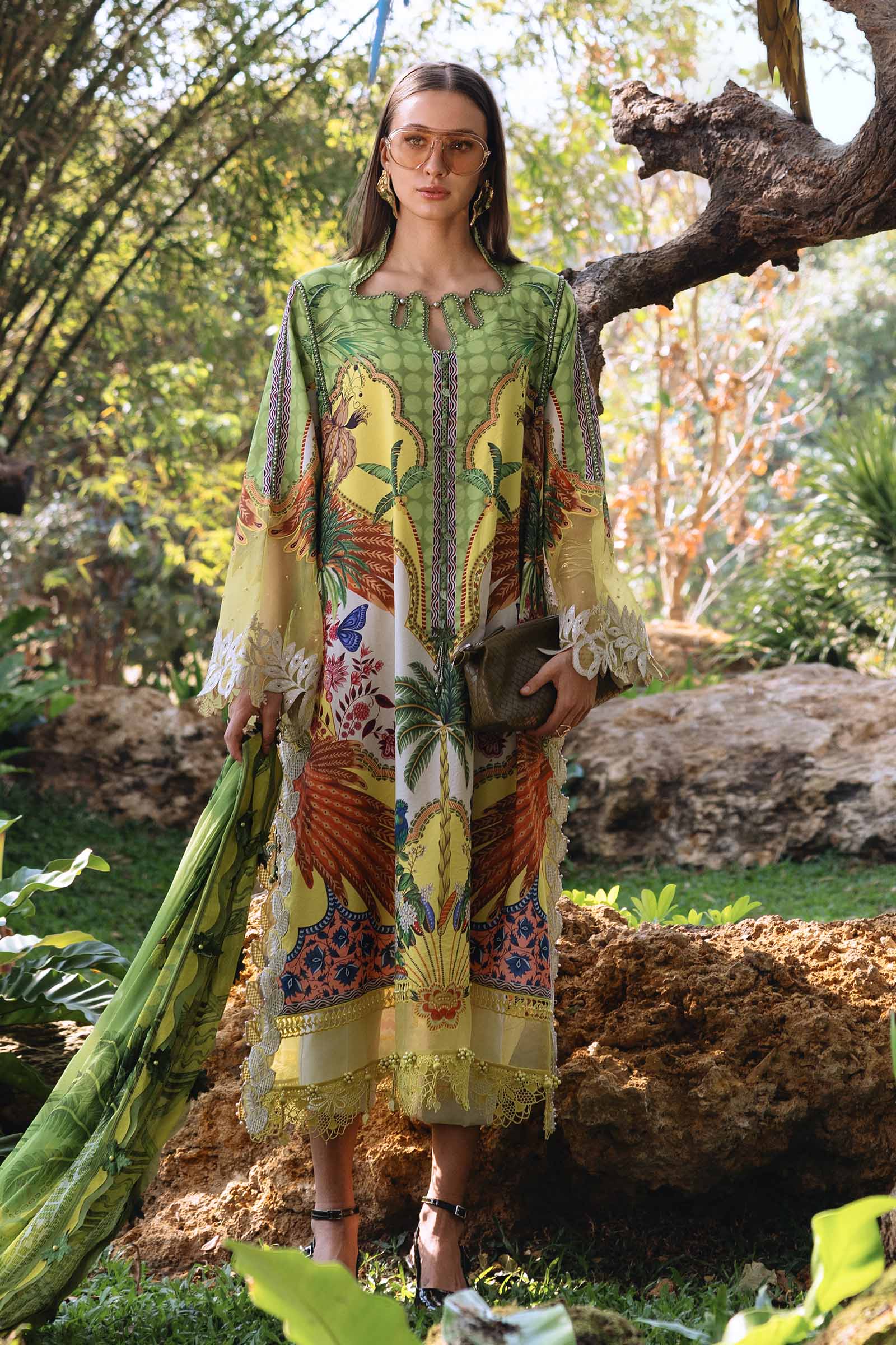 3 Piece Unstitched Embroidered Lawn Suit - Rang-e-Khaas
