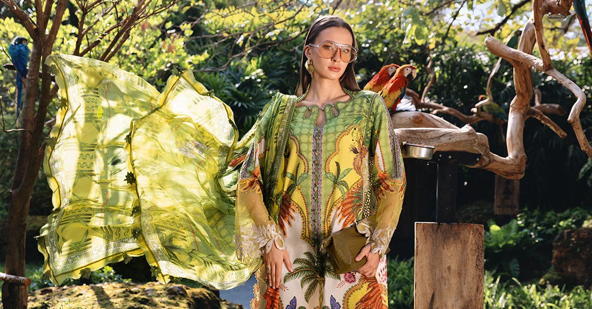 3 Piece Unstitched Embroidered Lawn Suit - Rang-e-Khaas