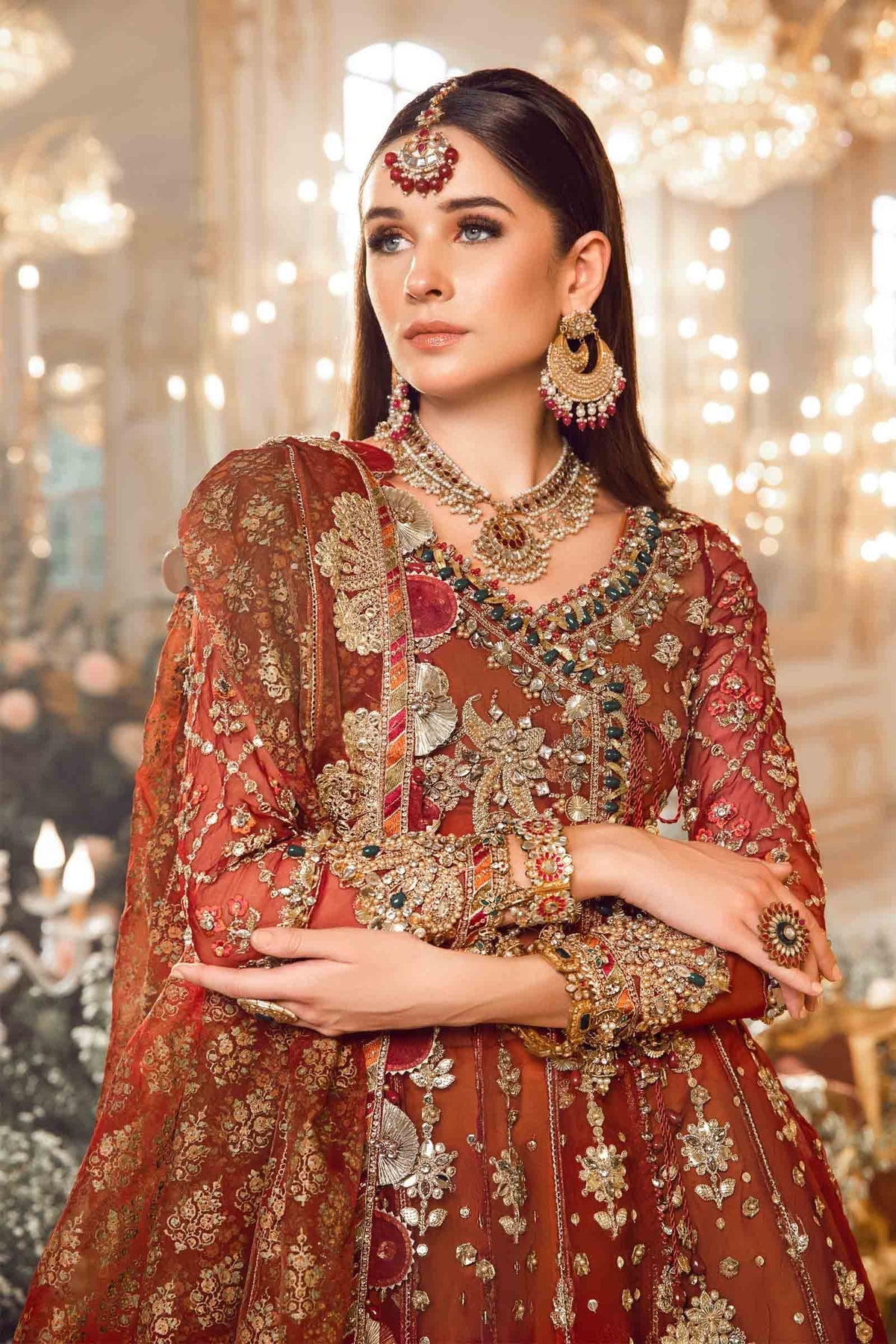 MARIA B-MBROIDERED | Maroon BD-2705