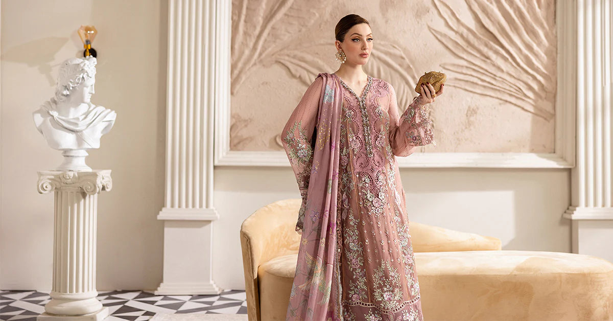 Maria B 3 Piece Embroidered Chiffon Suit | MPC-25-105