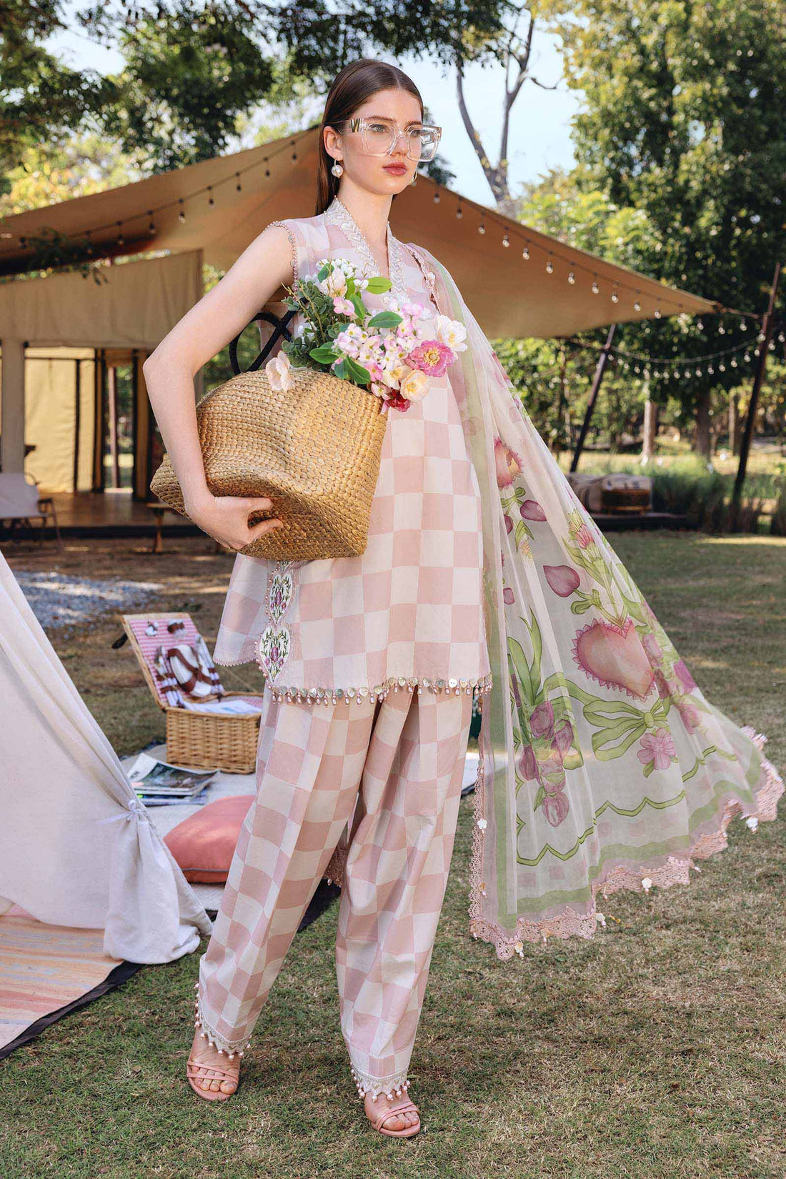 3 Piece Unstitched Embroidered Lawn Suit - Rang-e-Khaas