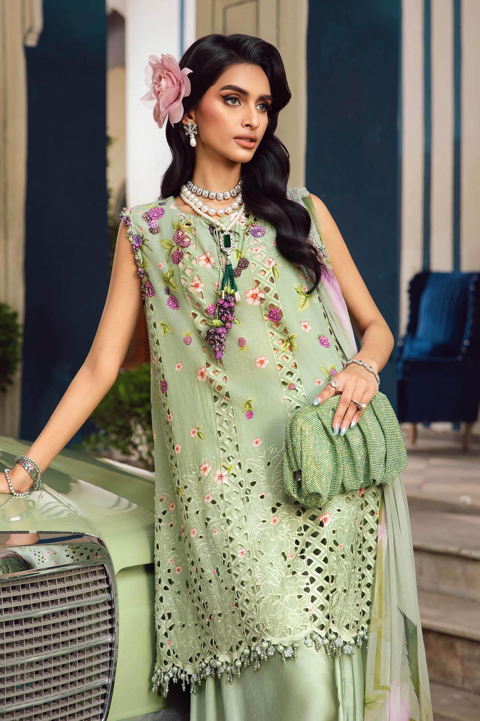 3 Piece Unstitched Embroidered Cambric Suit | MPT-2706-A - Rang-e-Khaas