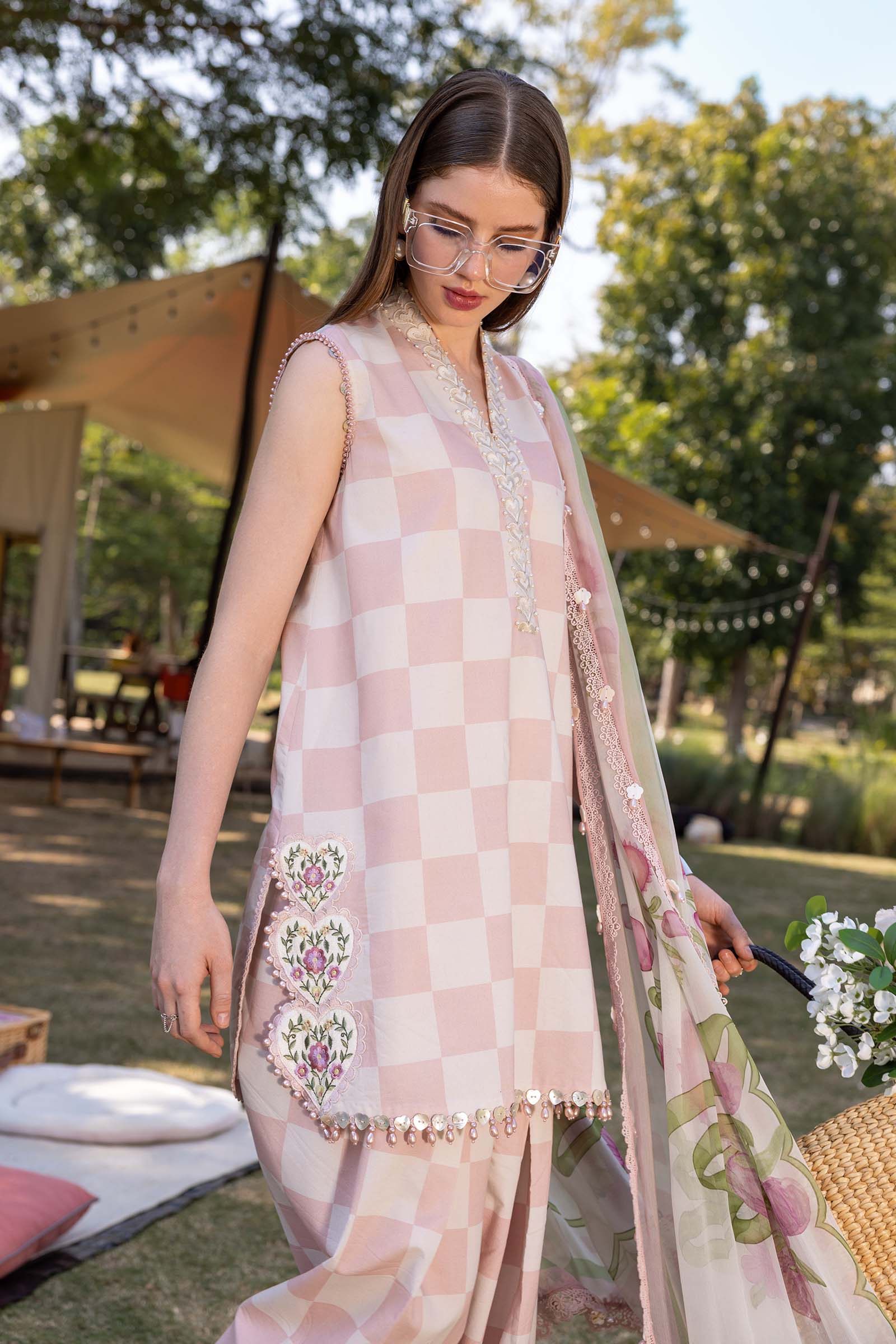 3 Piece Unstitched Embroidered Lawn Suit - Rang-e-Khaas