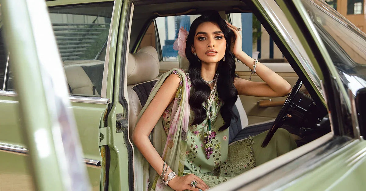 3 Piece Unstitched Embroidered Cambric Suit | MPT-2706-A - Rang-e-Khaas