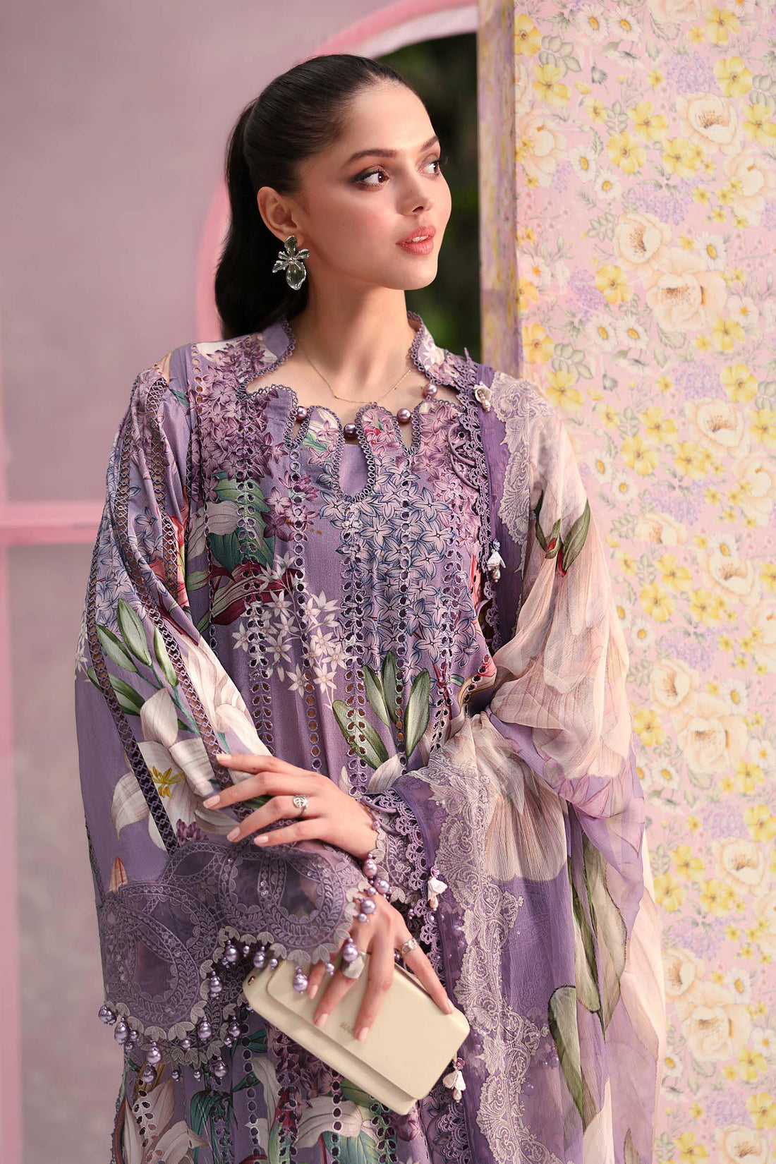 Maria B 3 Piece Stitched Embroidered Lawn Suit