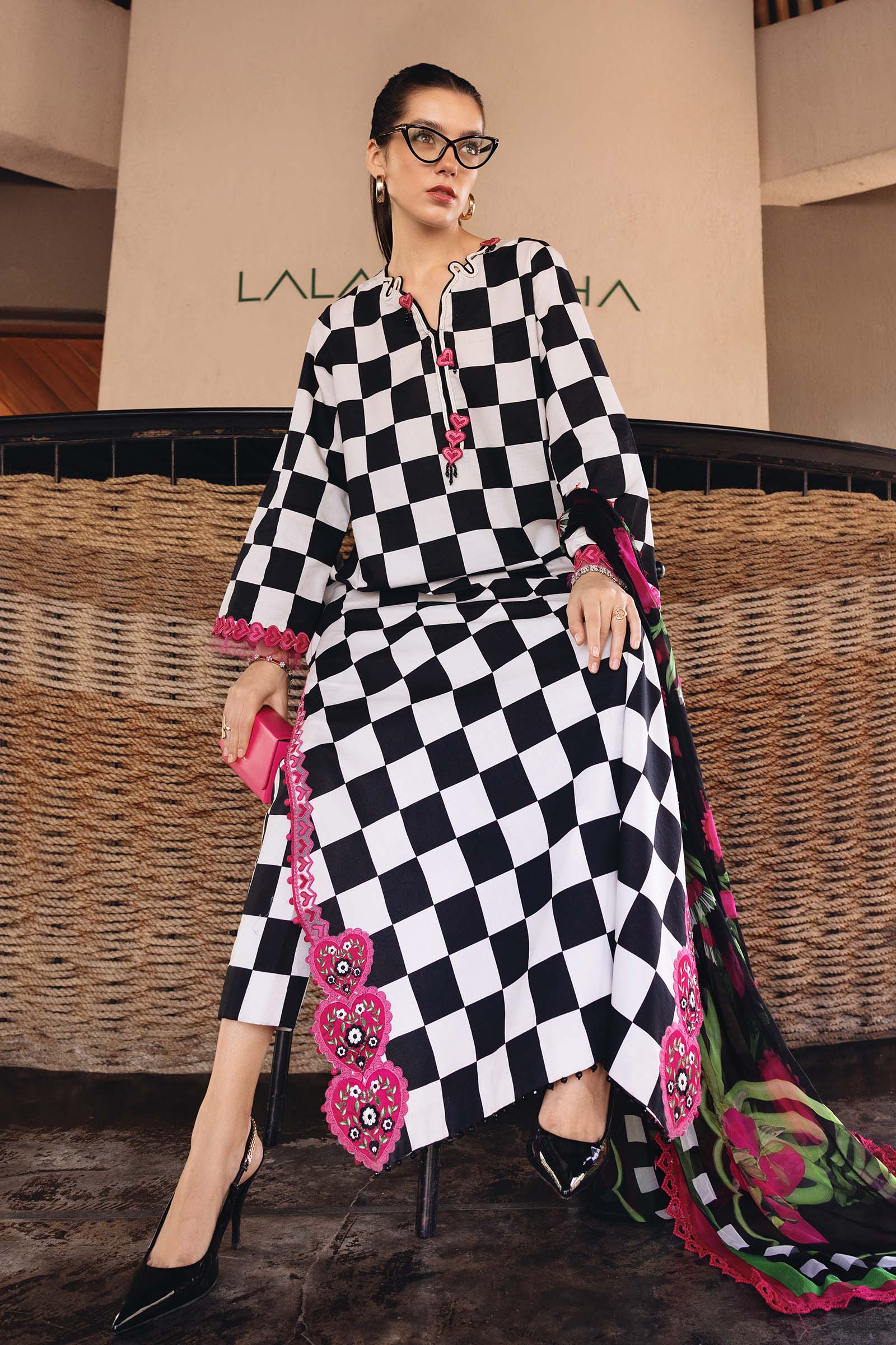 3 Piece Unstitched Embroidered Lawn Suit - Rang-e-Khaas