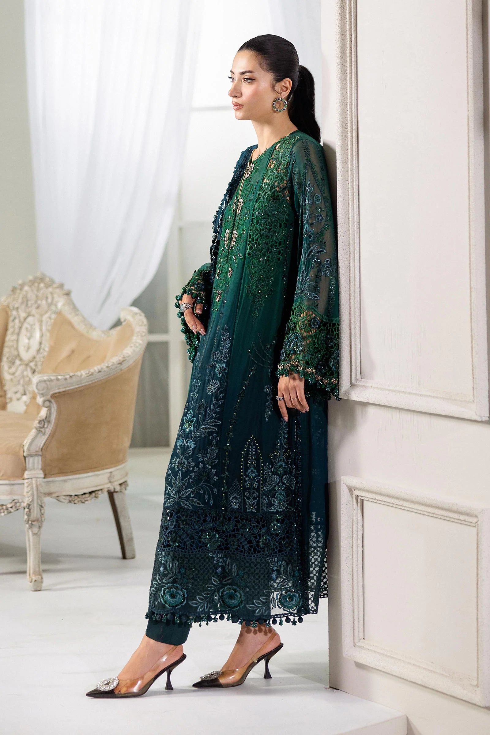 Maria B 3 Piece Embroidered Chiffon Suit | MPC-25-106