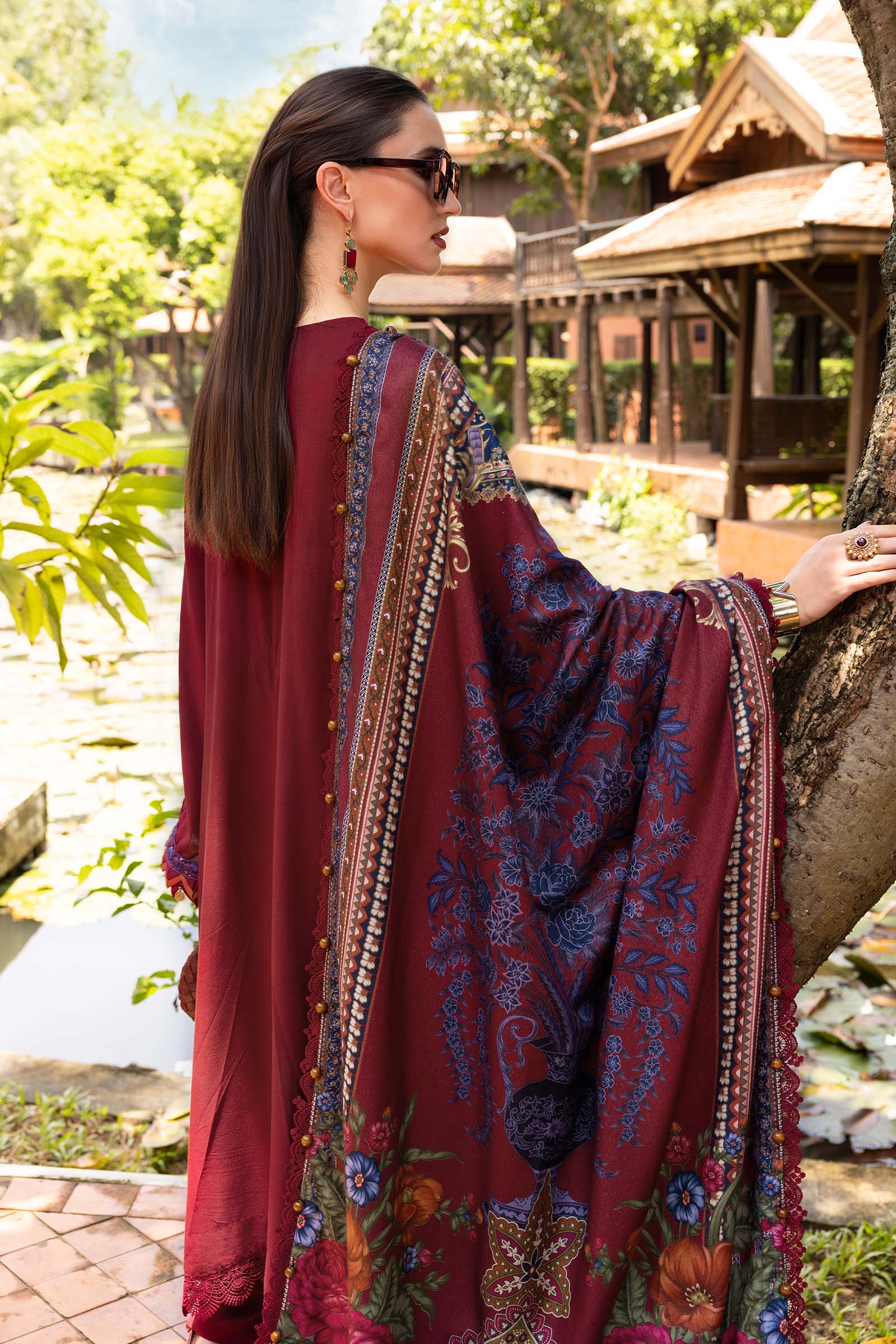 3 Piece Unstitched Embroidered Twill Linen Suit - Rang-e-Khaas