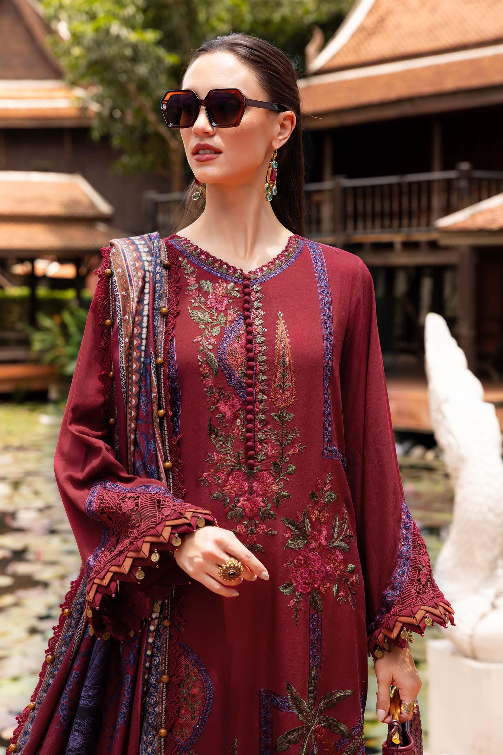 3 Piece Unstitched Embroidered Twill Linen Suit - Rang-e-Khaas