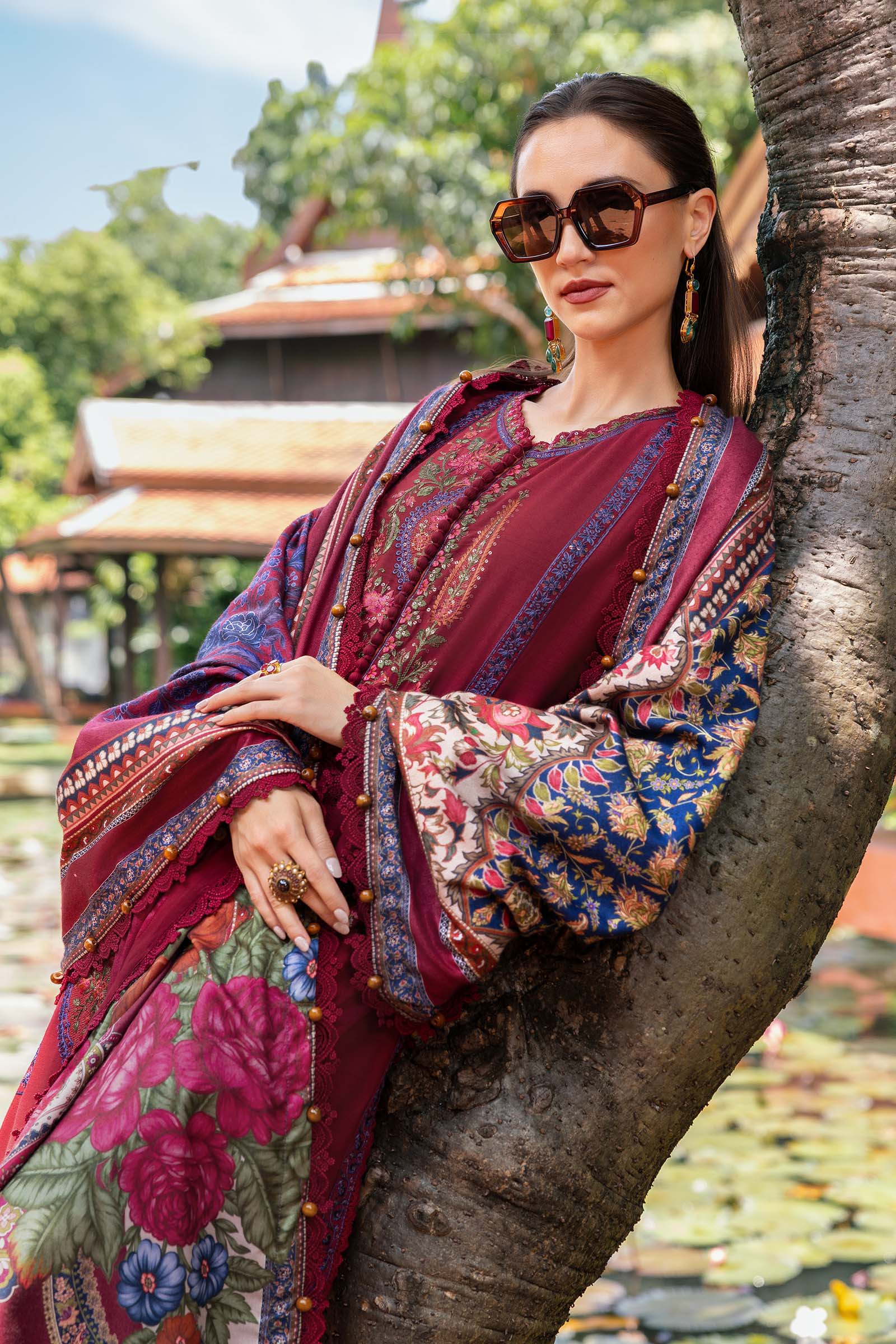 3 Piece Unstitched Embroidered Twill Linen Suit - Rang-e-Khaas