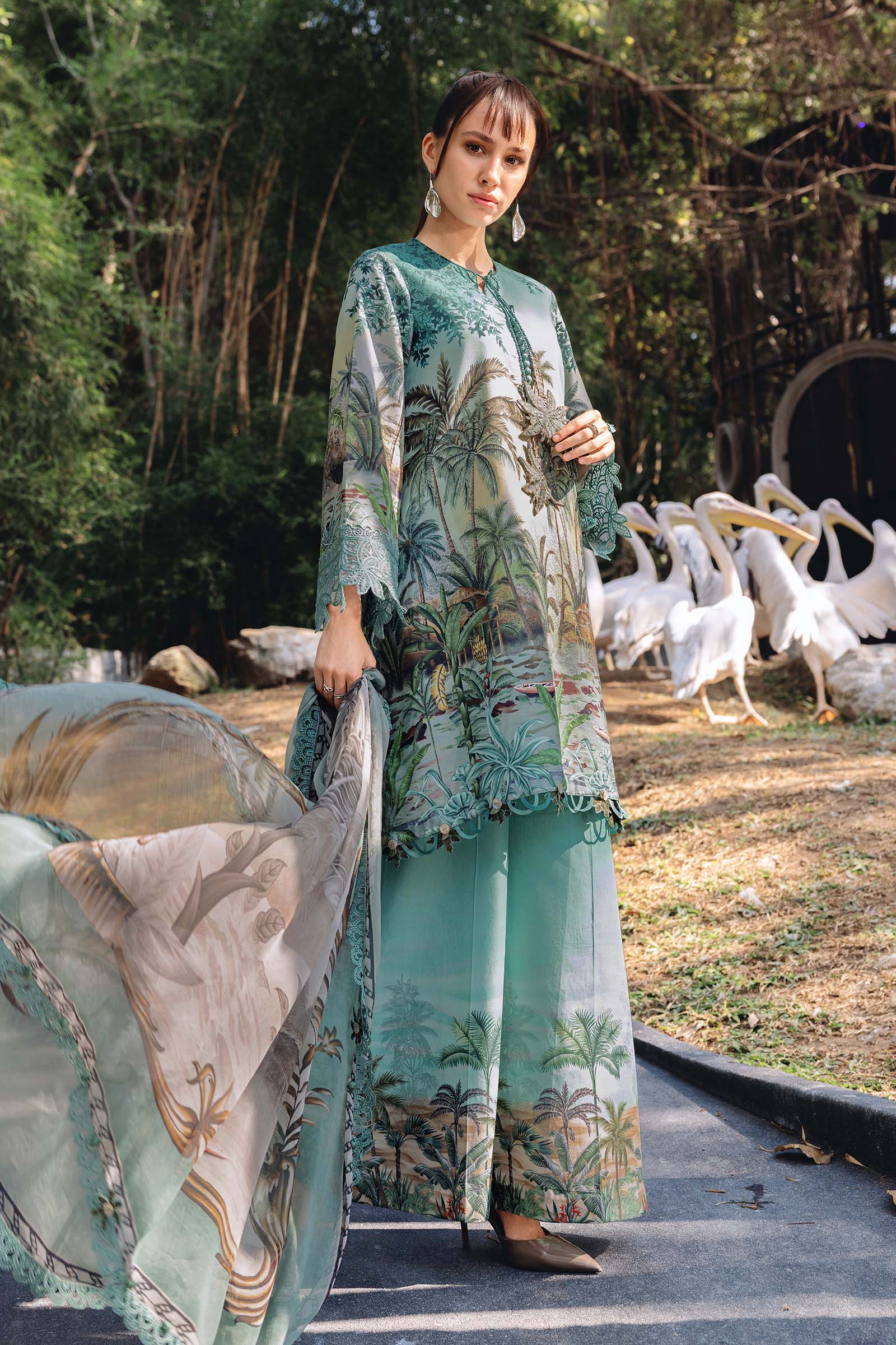 3 Piece Unstitched Embroidered Lawn Suit - Rang-e-Khaas