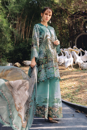 3 Piece Unstitched Embroidered Lawn Suit - Rang-e-Khaas