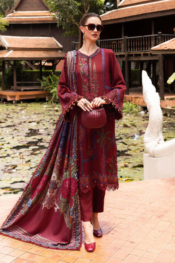 3 Piece Unstitched Embroidered Twill Linen Suit - Rang-e-Khaas