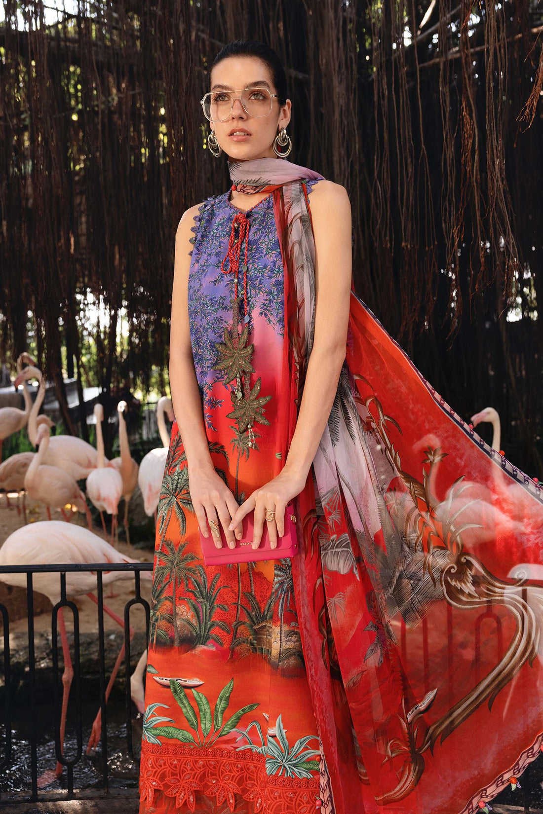 3 Piece Unstitched Embroidered Lawn Suit - Rang-e-Khaas
