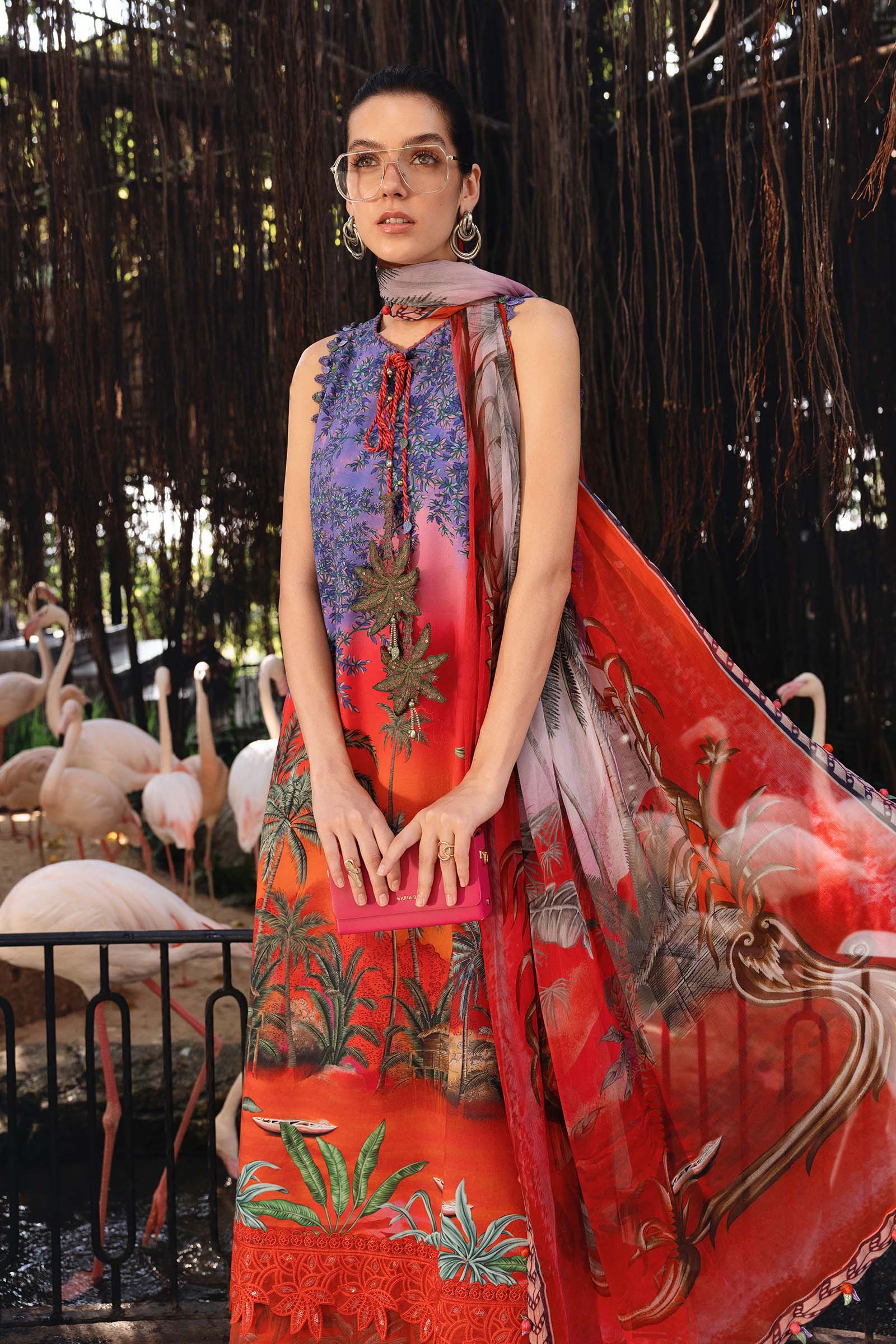 3 Piece Unstitched Embroidered Lawn Suit - Rang-e-Khaas