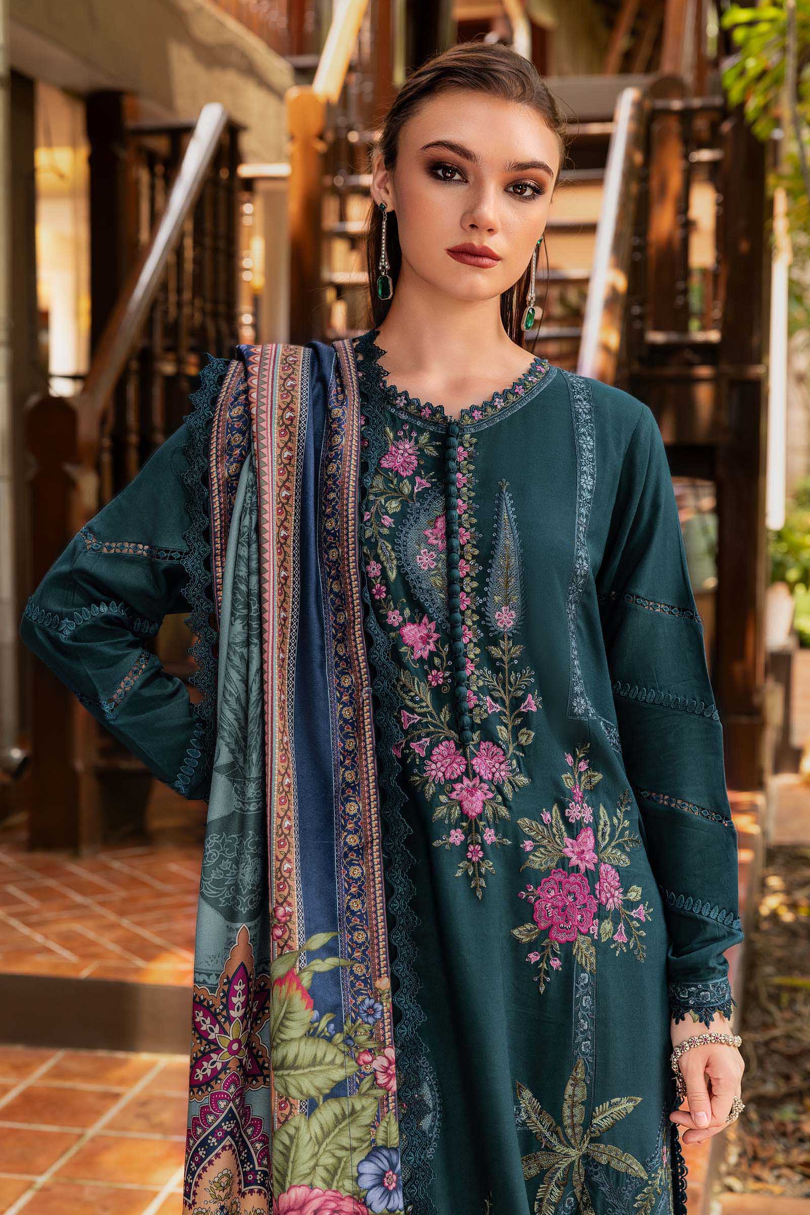 3 Piece Unstitched Embroidered Twill Linen Suit - Rang-e-Khaas