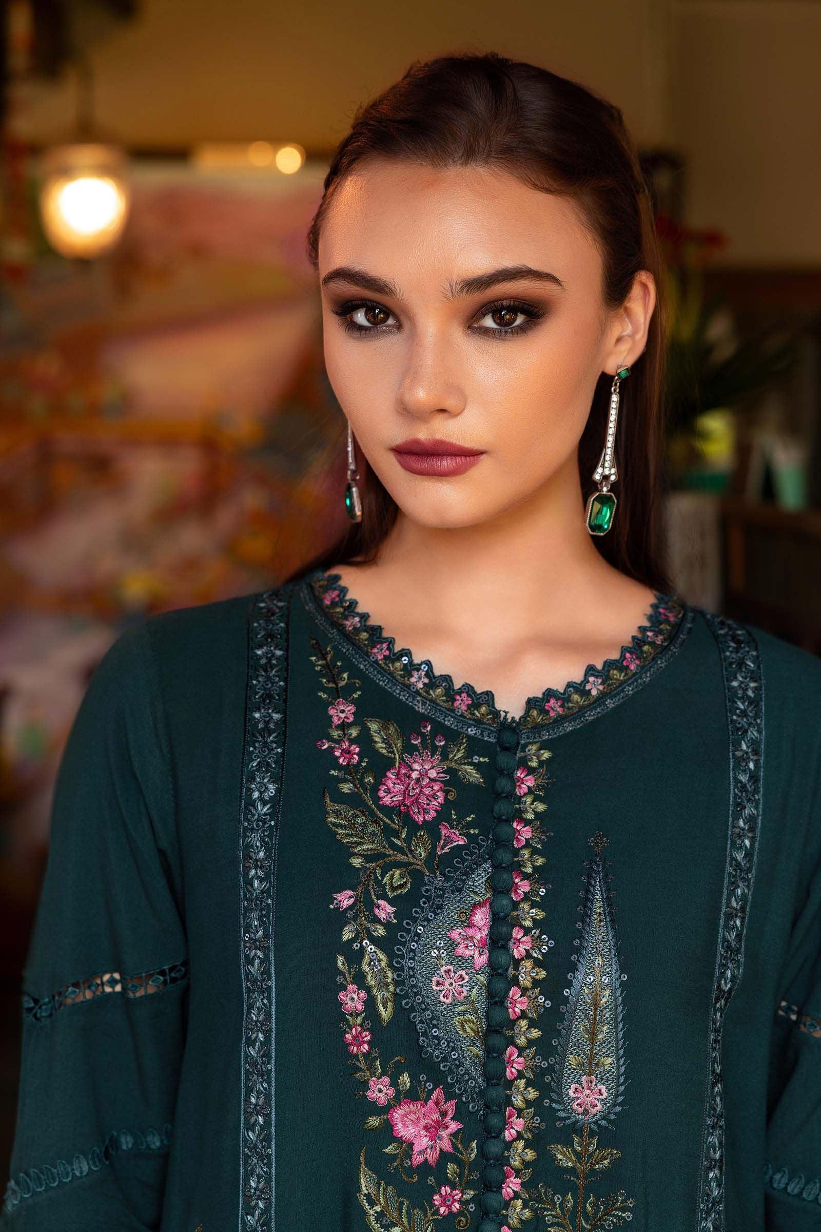 3 Piece Unstitched Embroidered Twill Linen Suit - Rang-e-Khaas