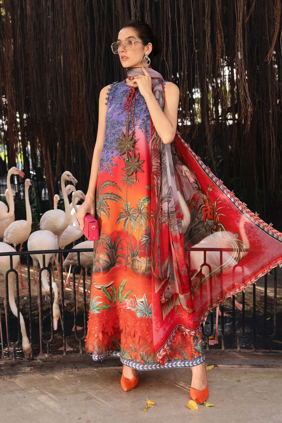 3 Piece Unstitched Embroidered Lawn Suit - Rang-e-Khaas