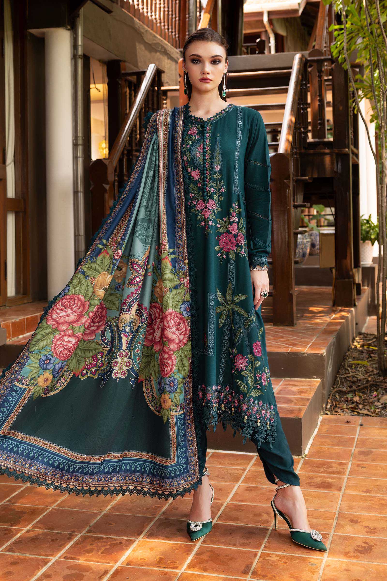 3 Piece Unstitched Embroidered Twill Linen Suit - Rang-e-Khaas
