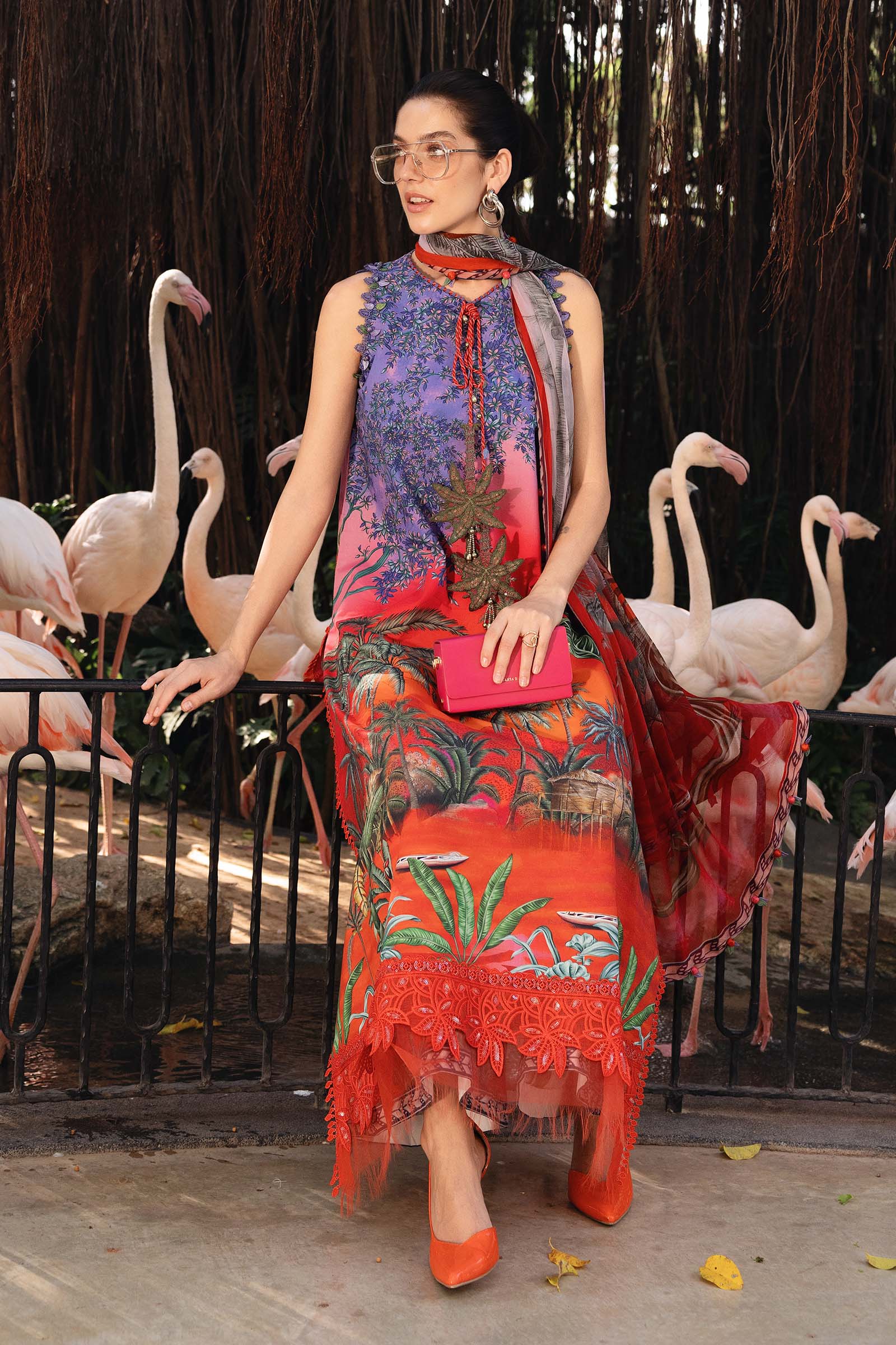 3 Piece Unstitched Embroidered Lawn Suit - Rang-e-Khaas