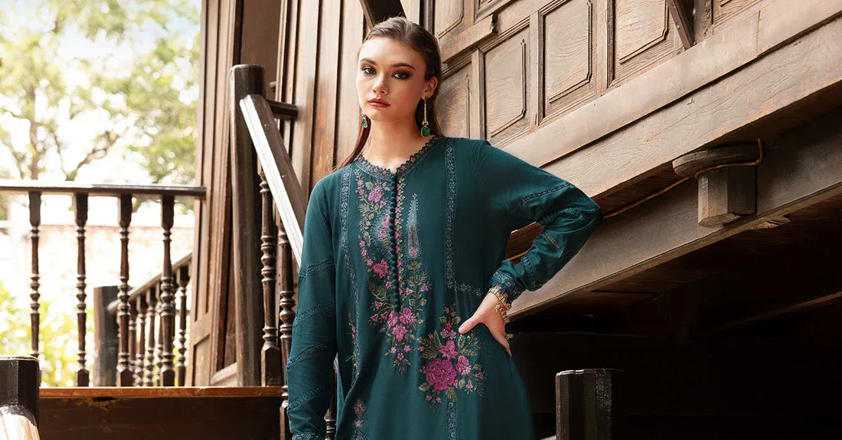 3 Piece Unstitched Embroidered Twill Linen Suit - Rang-e-Khaas