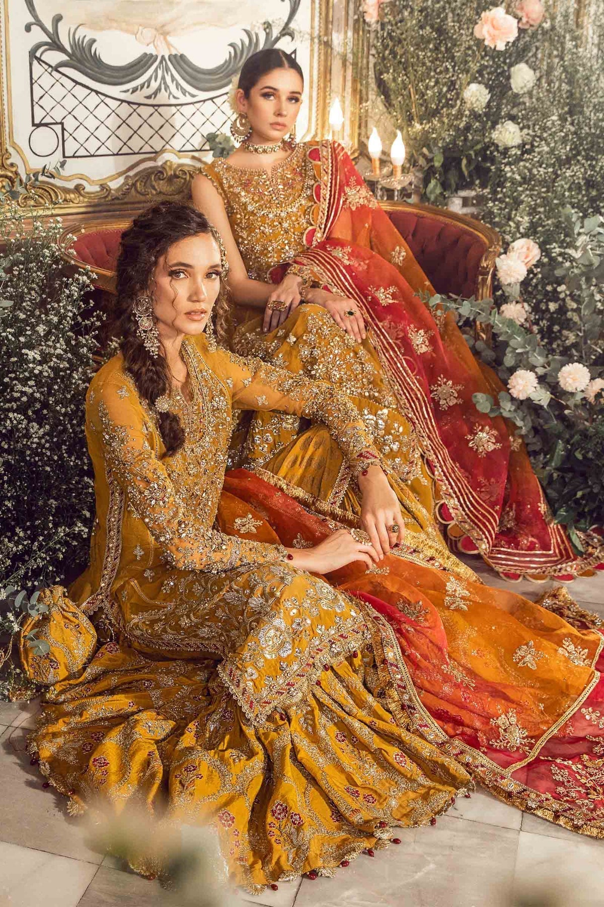MARIA B-MBROIDERED | Mustard BD-2707