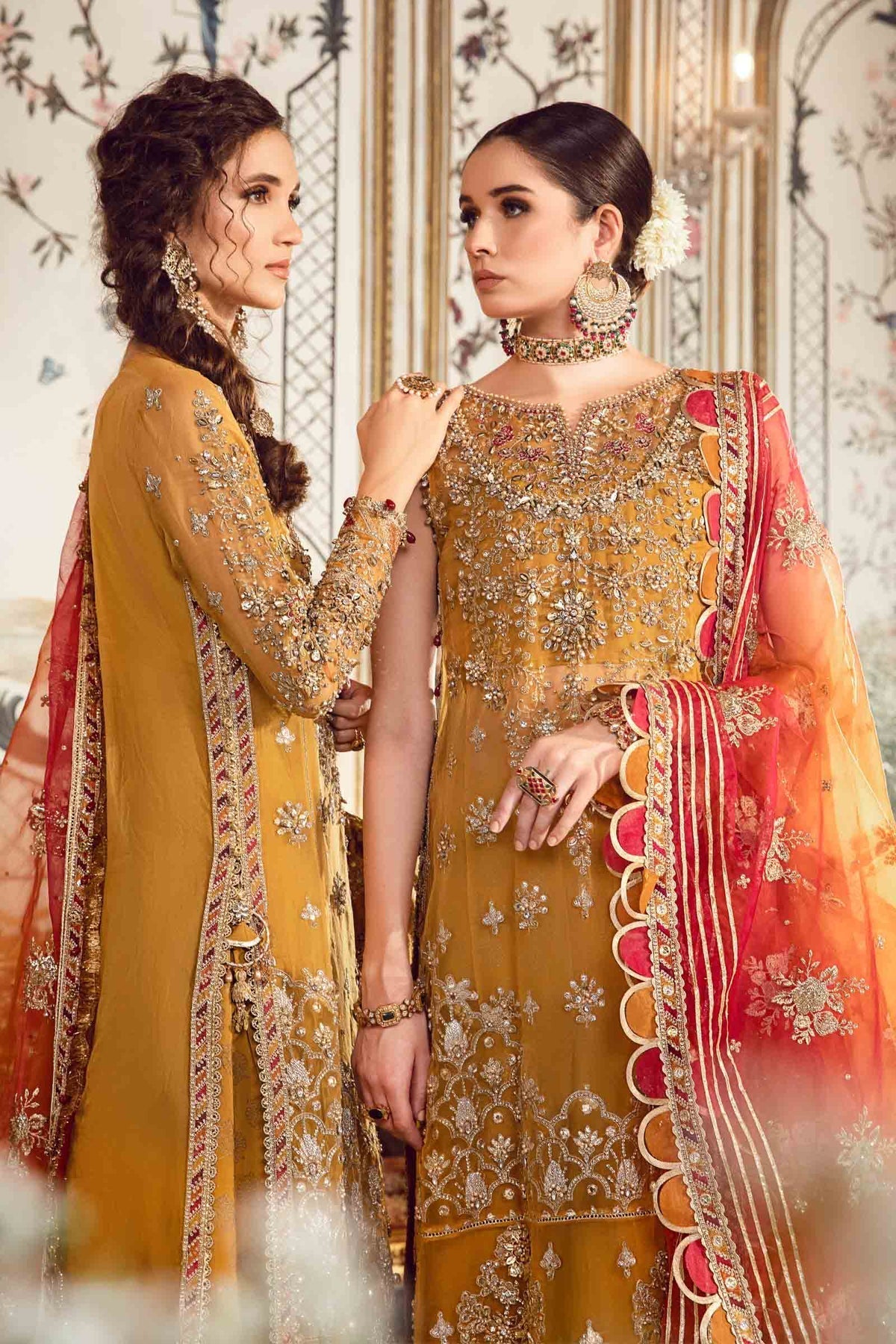 MARIA B-MBROIDERED | Mustard BD-2707