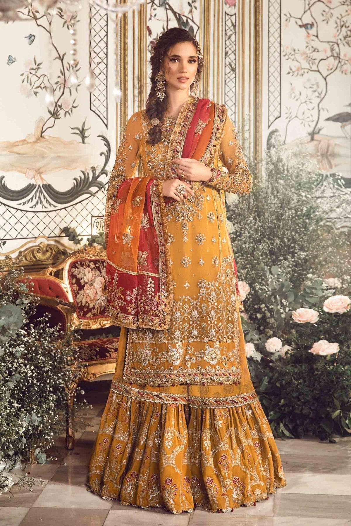 MARIA B-MBROIDERED | Mustard BD-2707