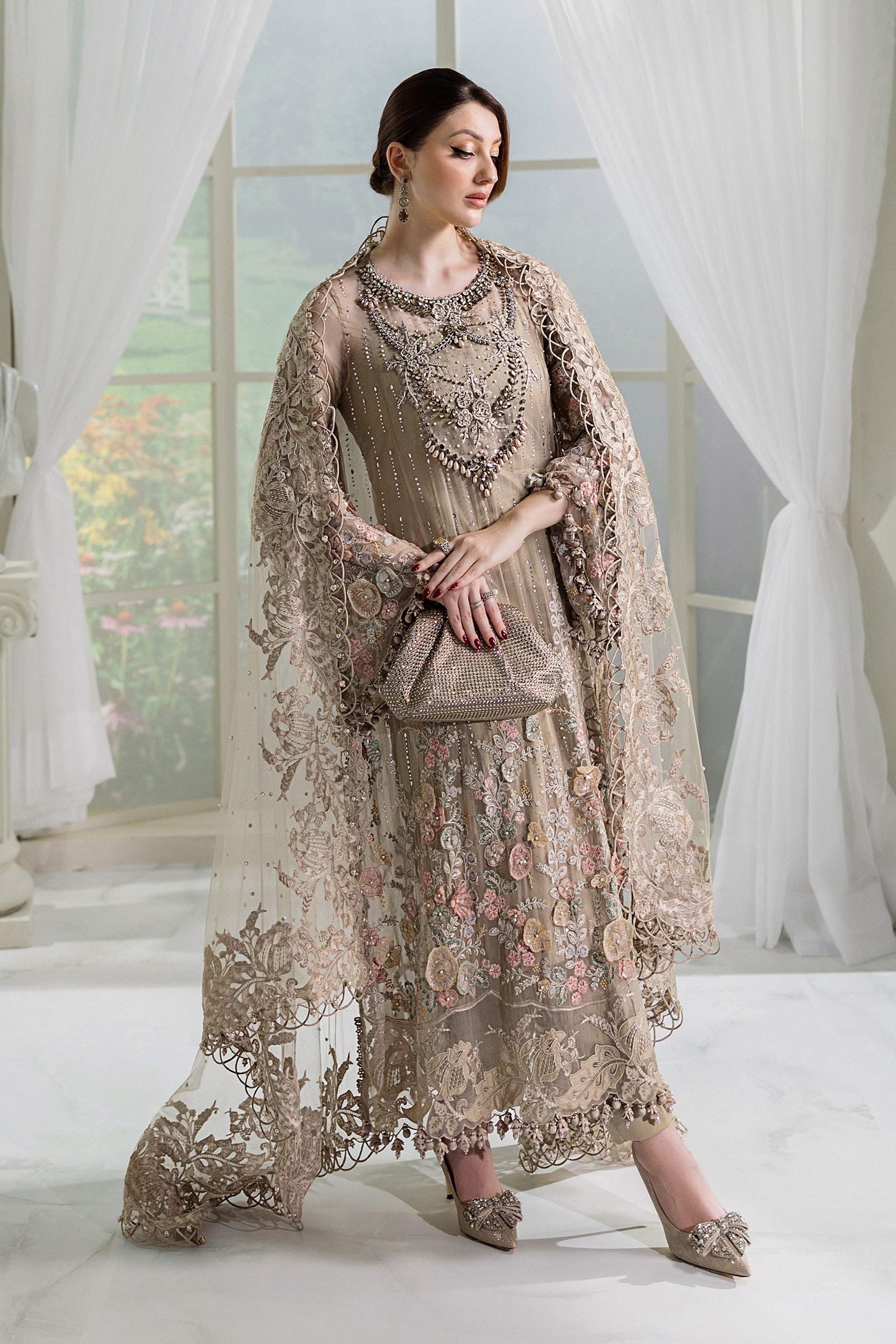Maria B 3 Piece Embroidered Chiffon Suit | MPC-25-107