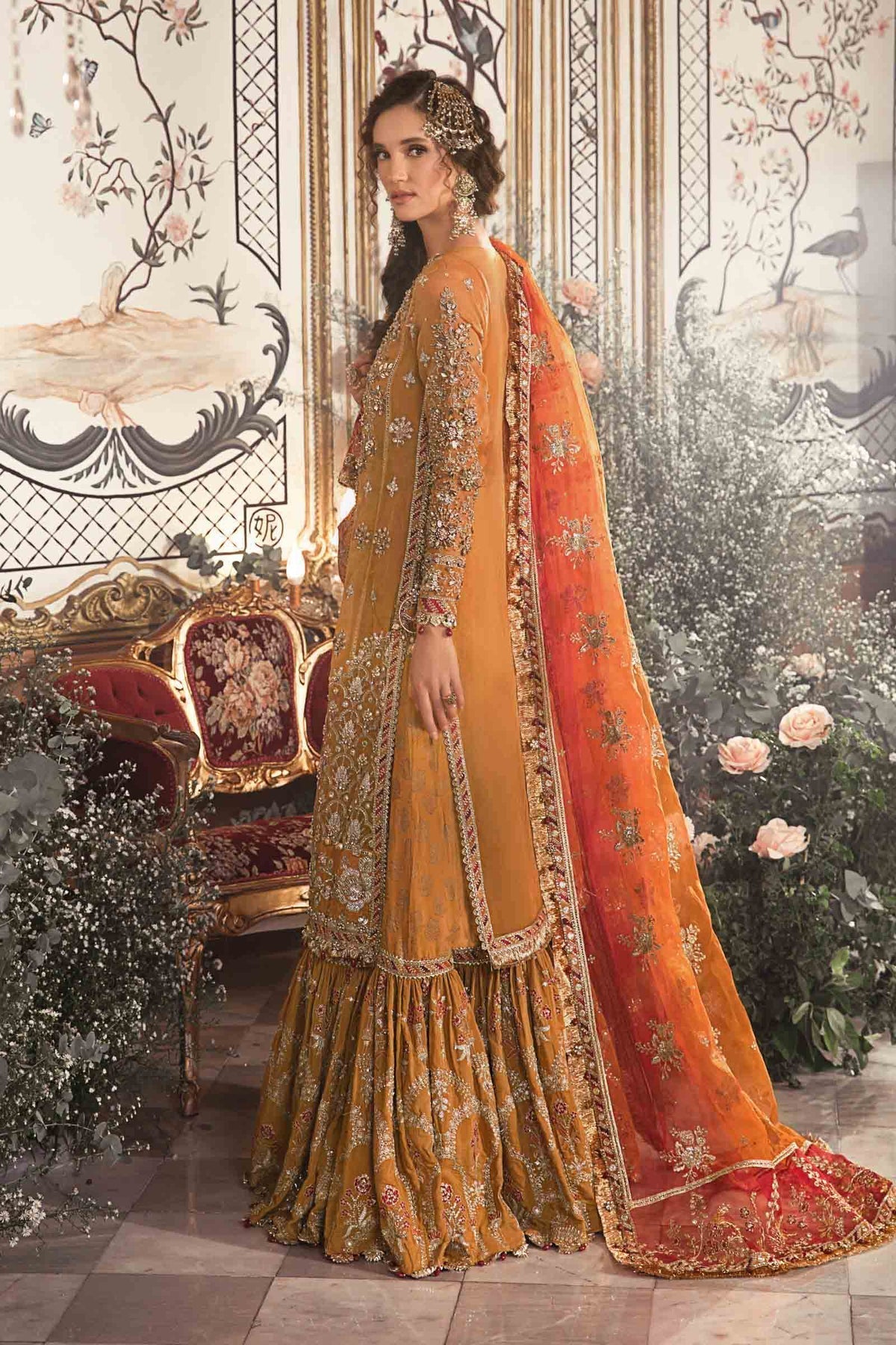 MARIA B-MBROIDERED | Mustard BD-2707