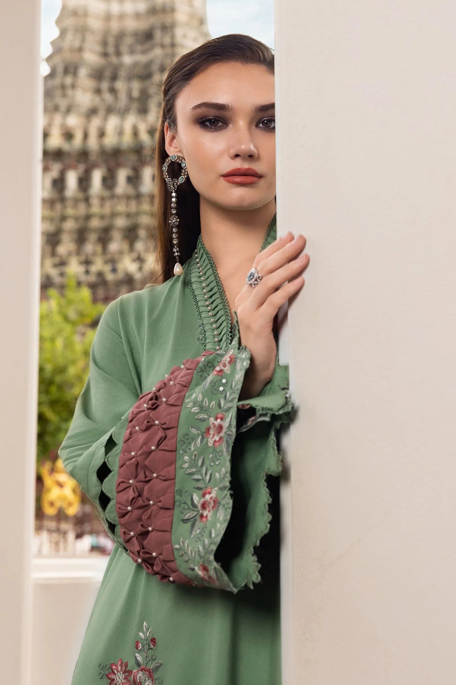3 Piece Unstitched Embroidered Twill Linen Suit - Rang-e-Khaas