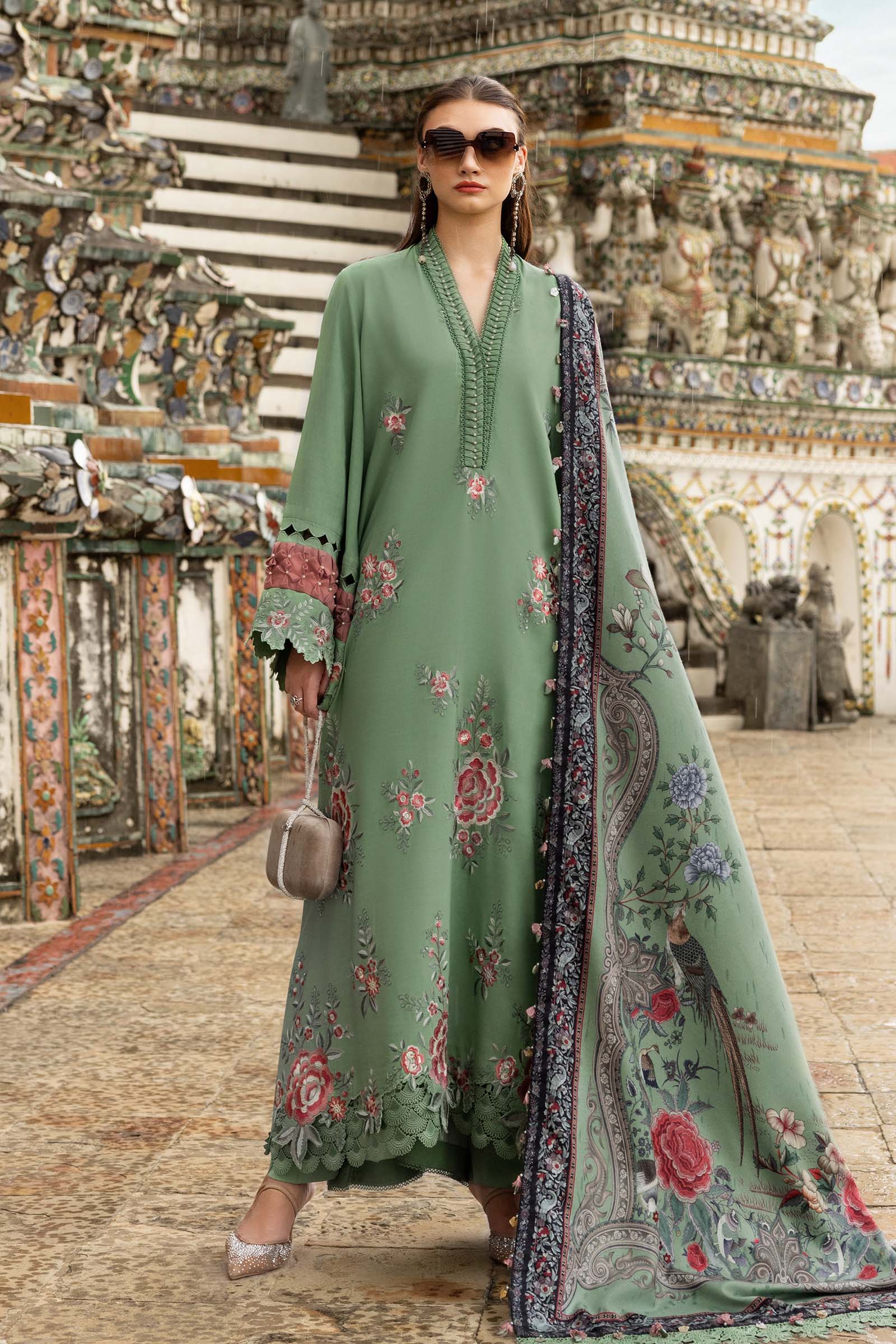 3 Piece Unstitched Embroidered Twill Linen Suit - Rang-e-Khaas