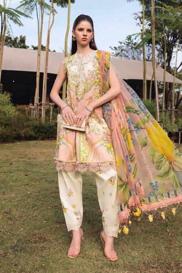 3 Piece Unstitched Embroidered Lawn Suit - Rang-e-Khaas
