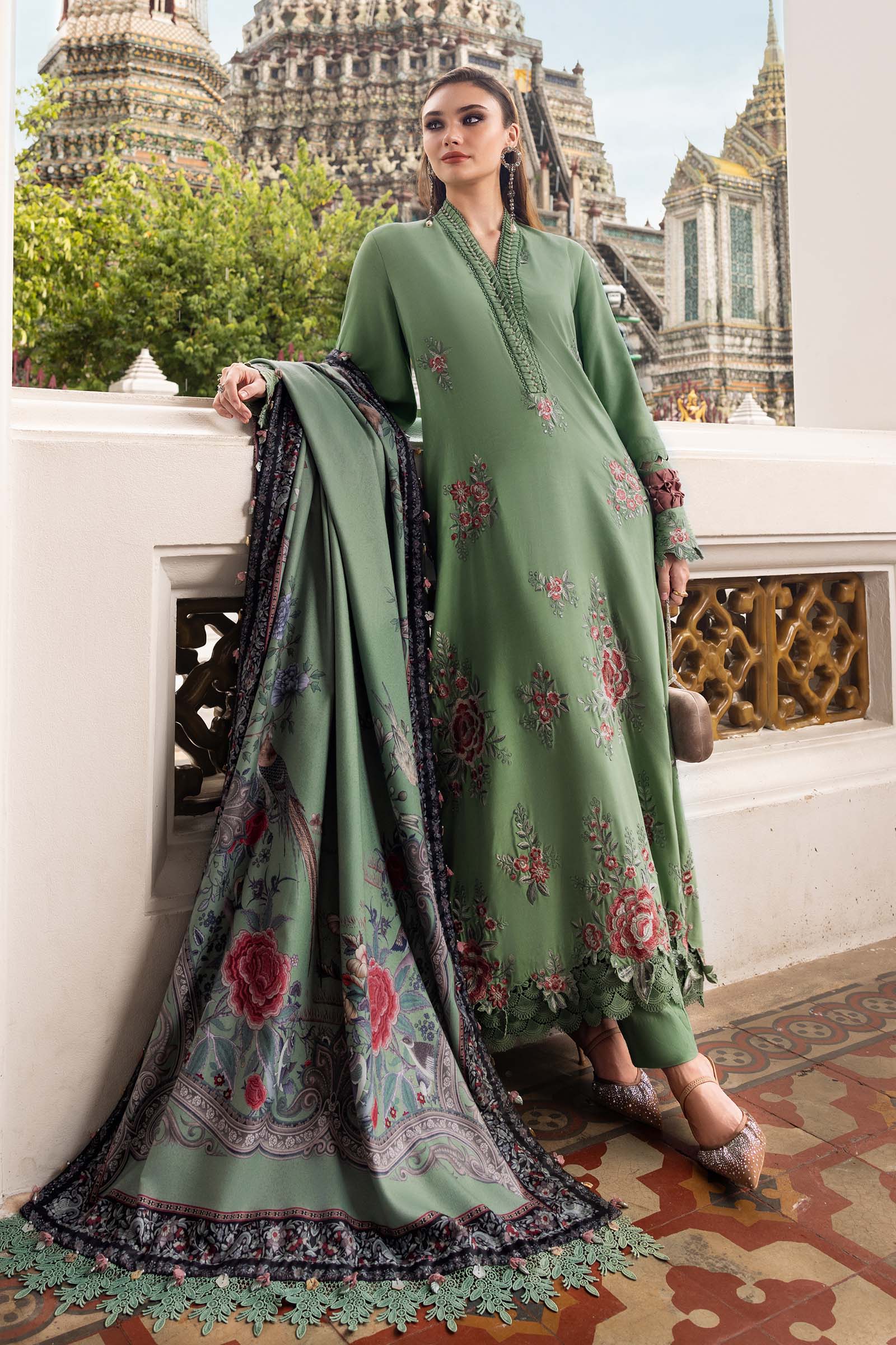 3 Piece Unstitched Embroidered Twill Linen Suit - Rang-e-Khaas