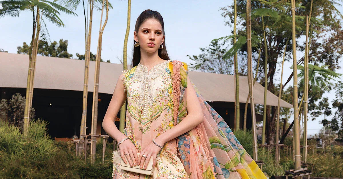3 Piece Unstitched Embroidered Lawn Suit - Rang-e-Khaas