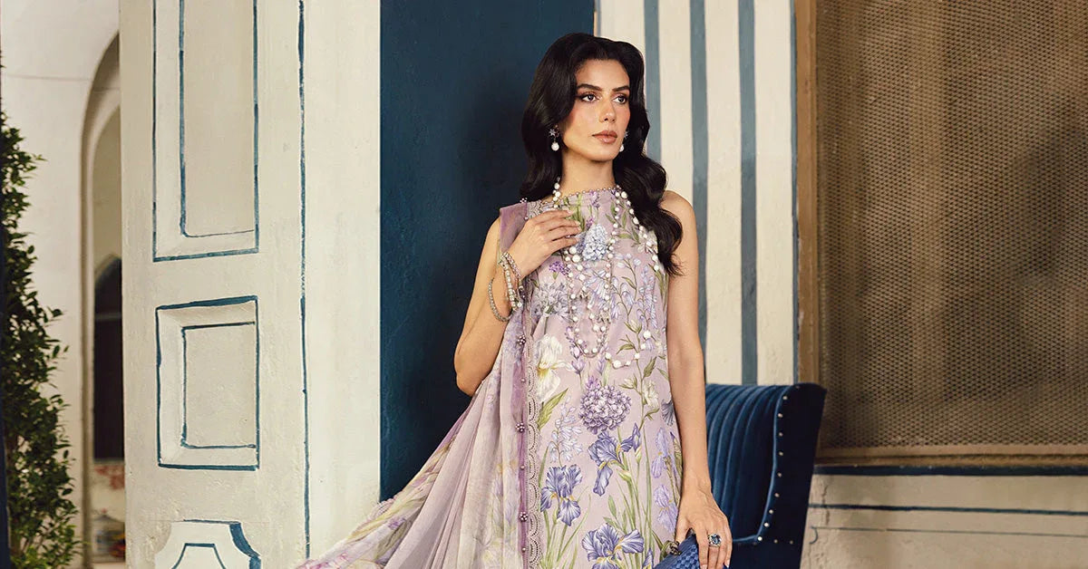 3 Piece Unstitched Embroidered Cambric Suit | MPT-2708-A - Rang-e-Khaas