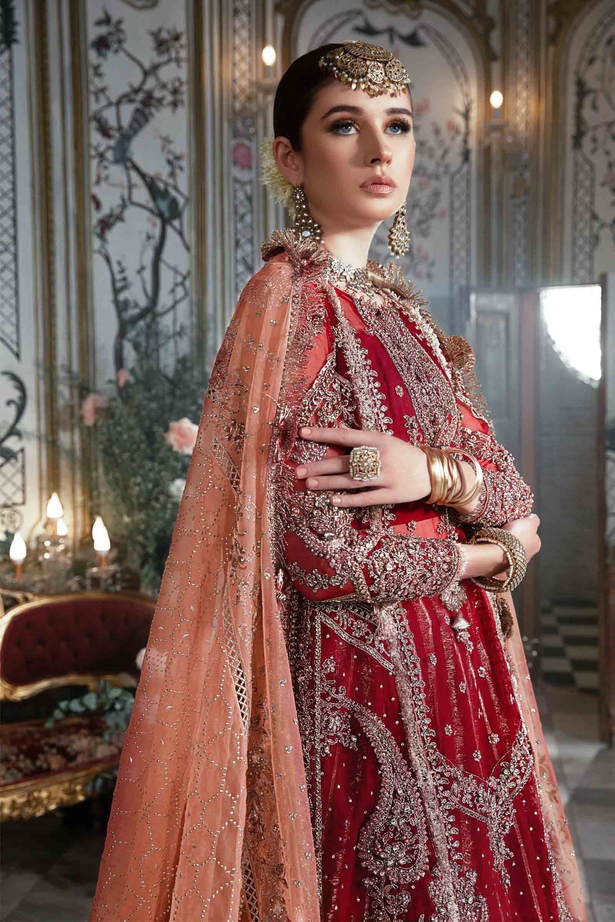 MARIA B-MBROIDERED | Maroon BD-2708