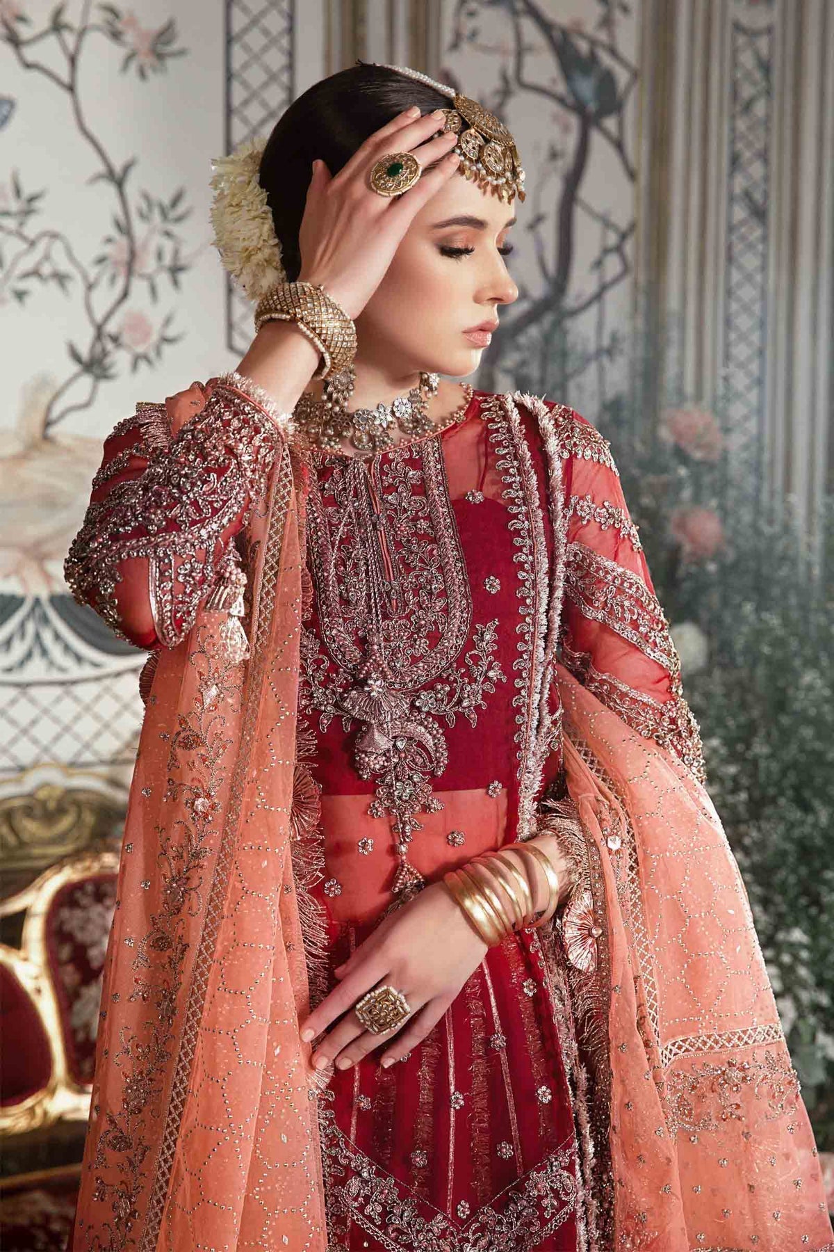 MARIA B-MBROIDERED | Maroon BD-2708