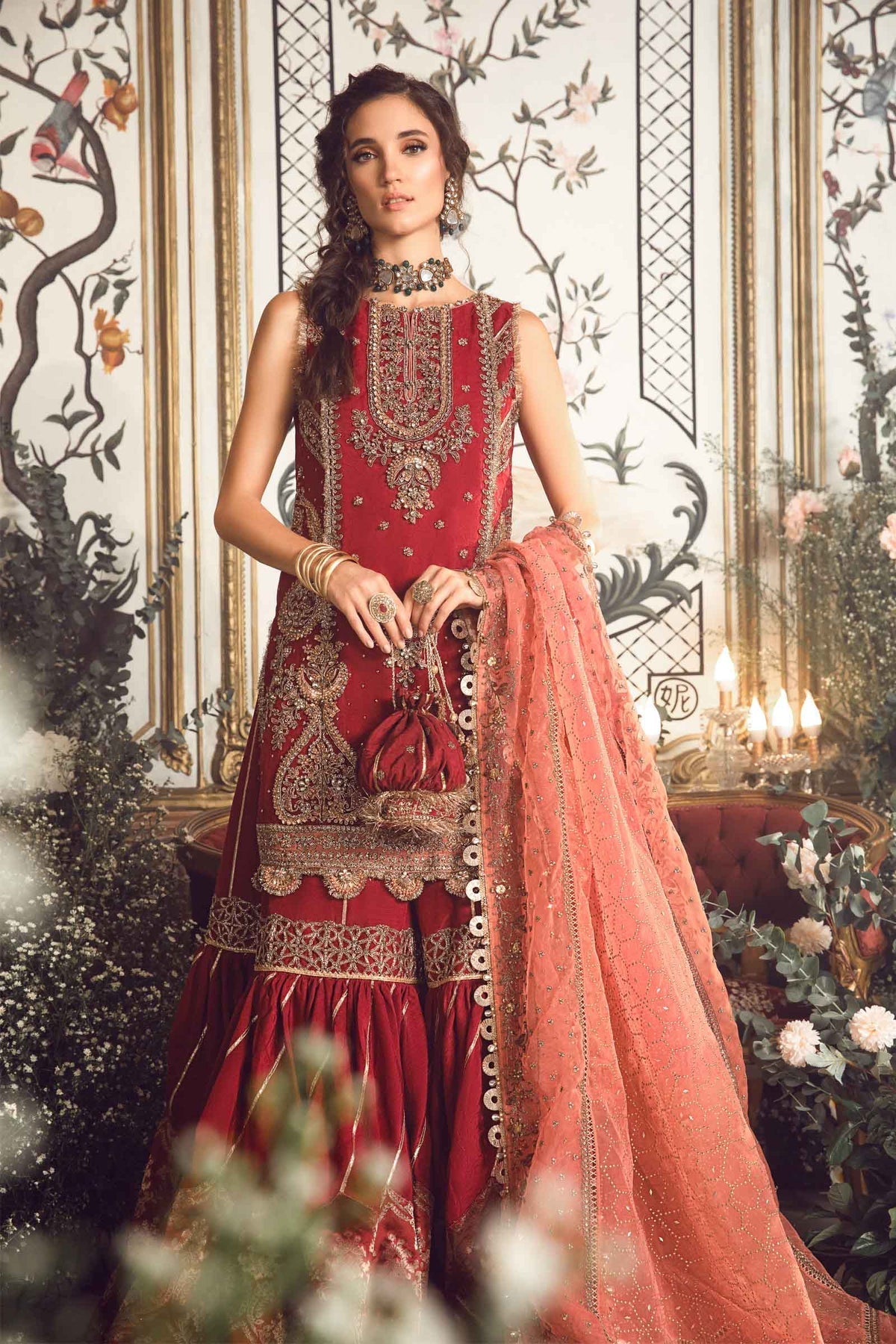 MARIA B-MBROIDERED | Maroon BD-2708