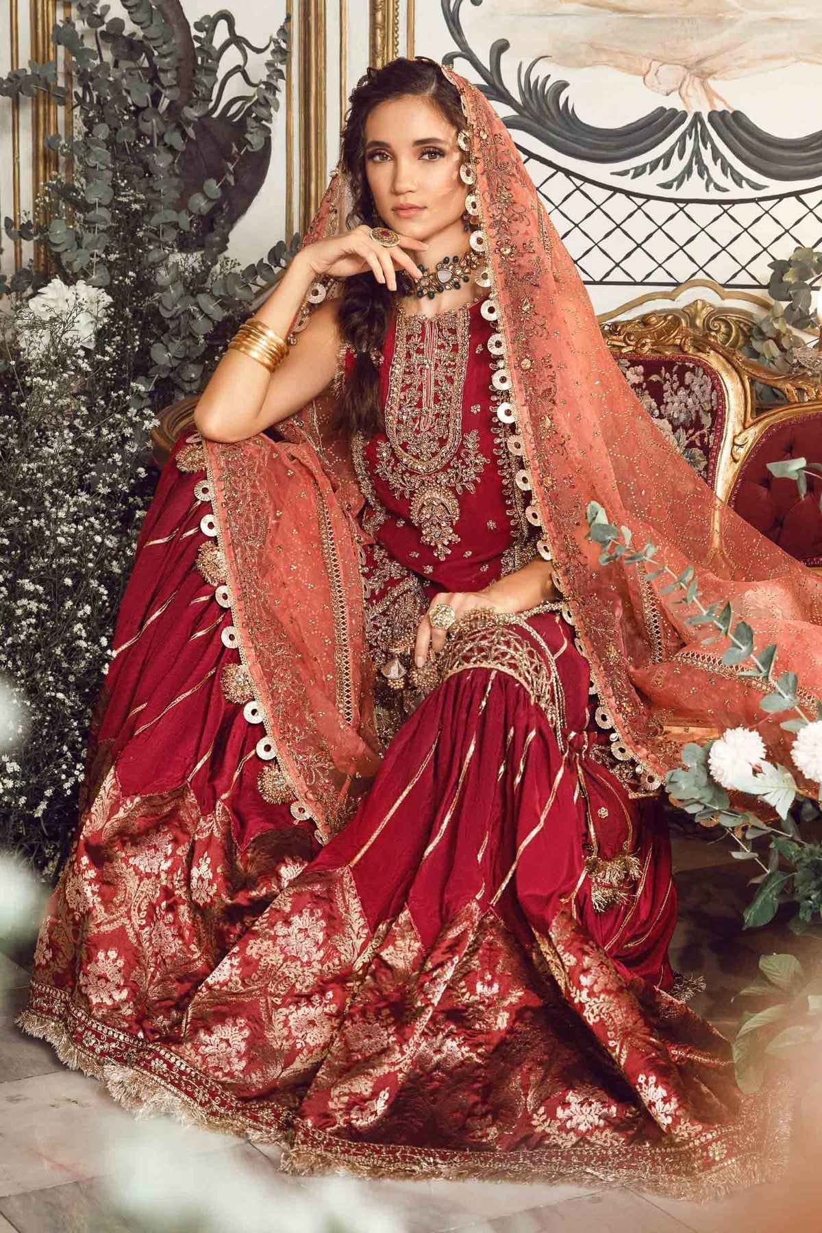 MARIA B-MBROIDERED | Maroon BD-2708