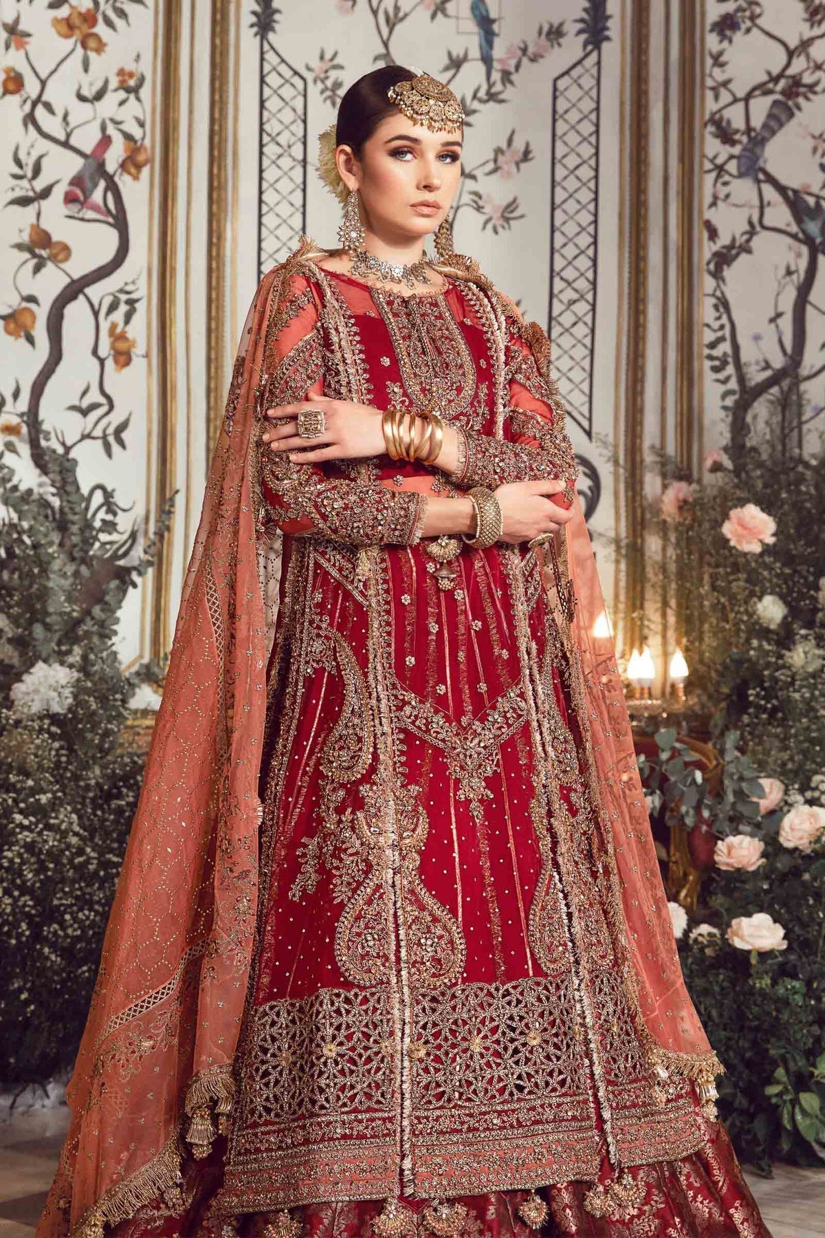 MARIA B-MBROIDERED | Maroon BD-2708