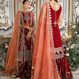 MARIA B-MBROIDERED | Maroon BD-2708