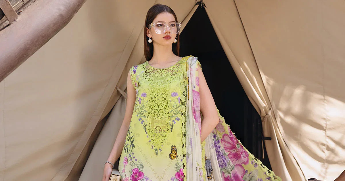 3 Piece Unstitched Embroidered Lawn Suit - Rang-e-Khaas